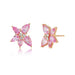 Pink Sapphire & Diamond Trio Cluster Stud Earring in 14k rose gold