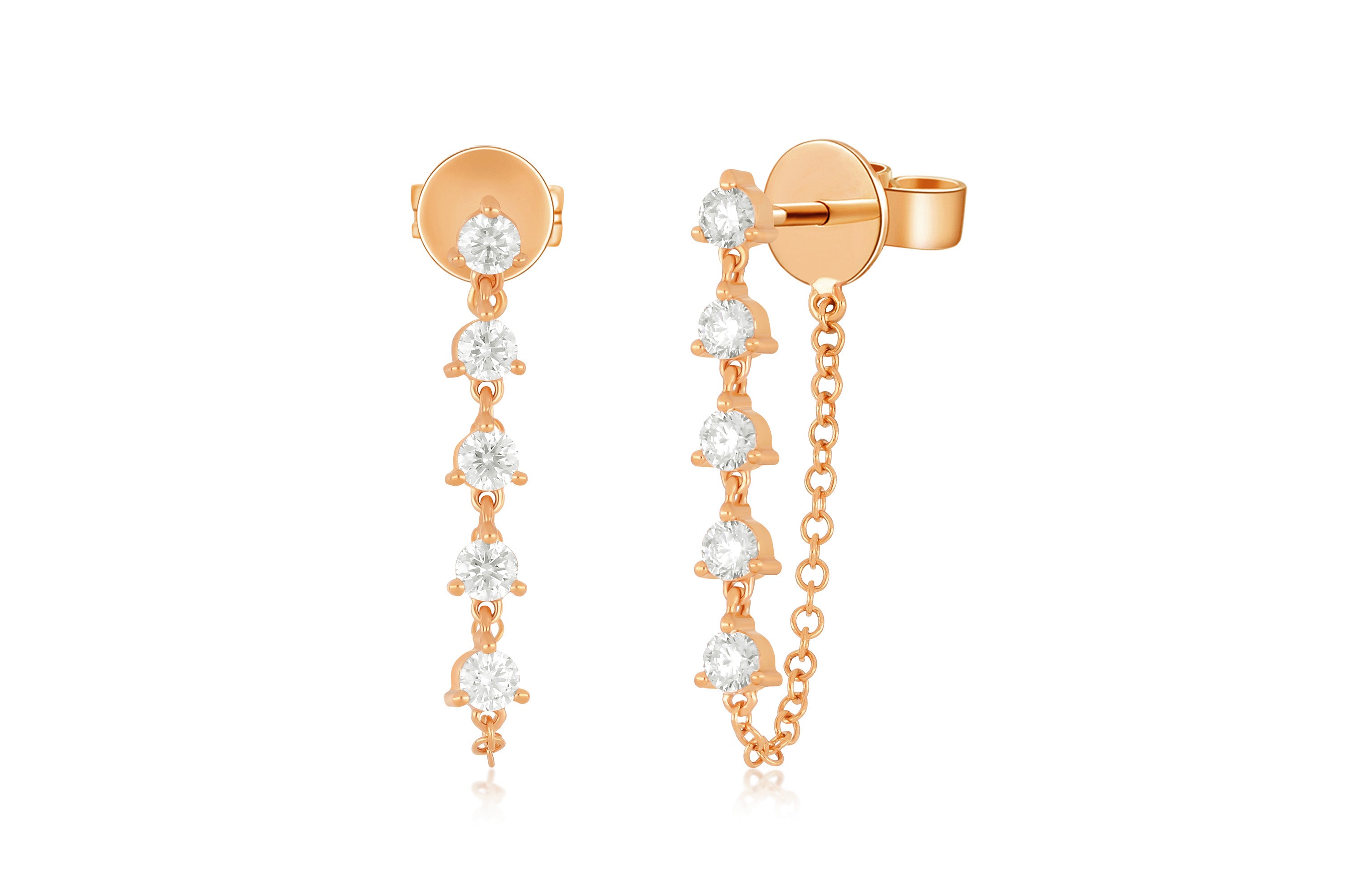 Multi Diamond Chain Stud Earring