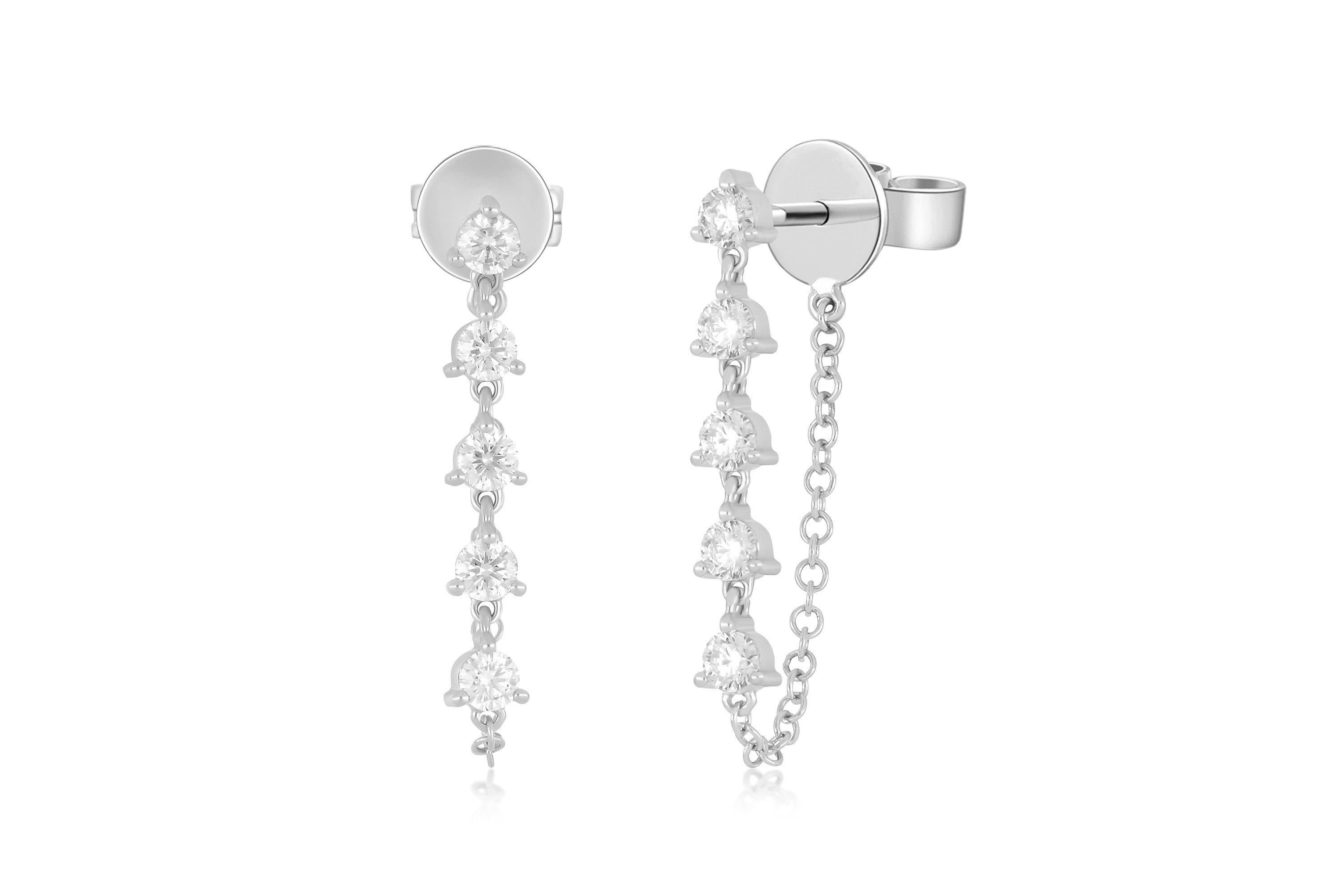 Multi Diamond Chain Stud Earring