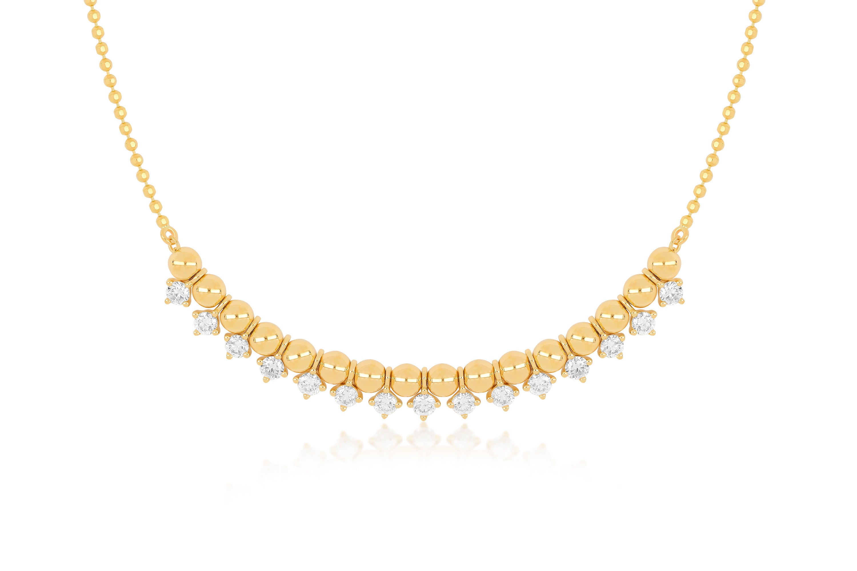 Diamond & Gold Ball Necklace