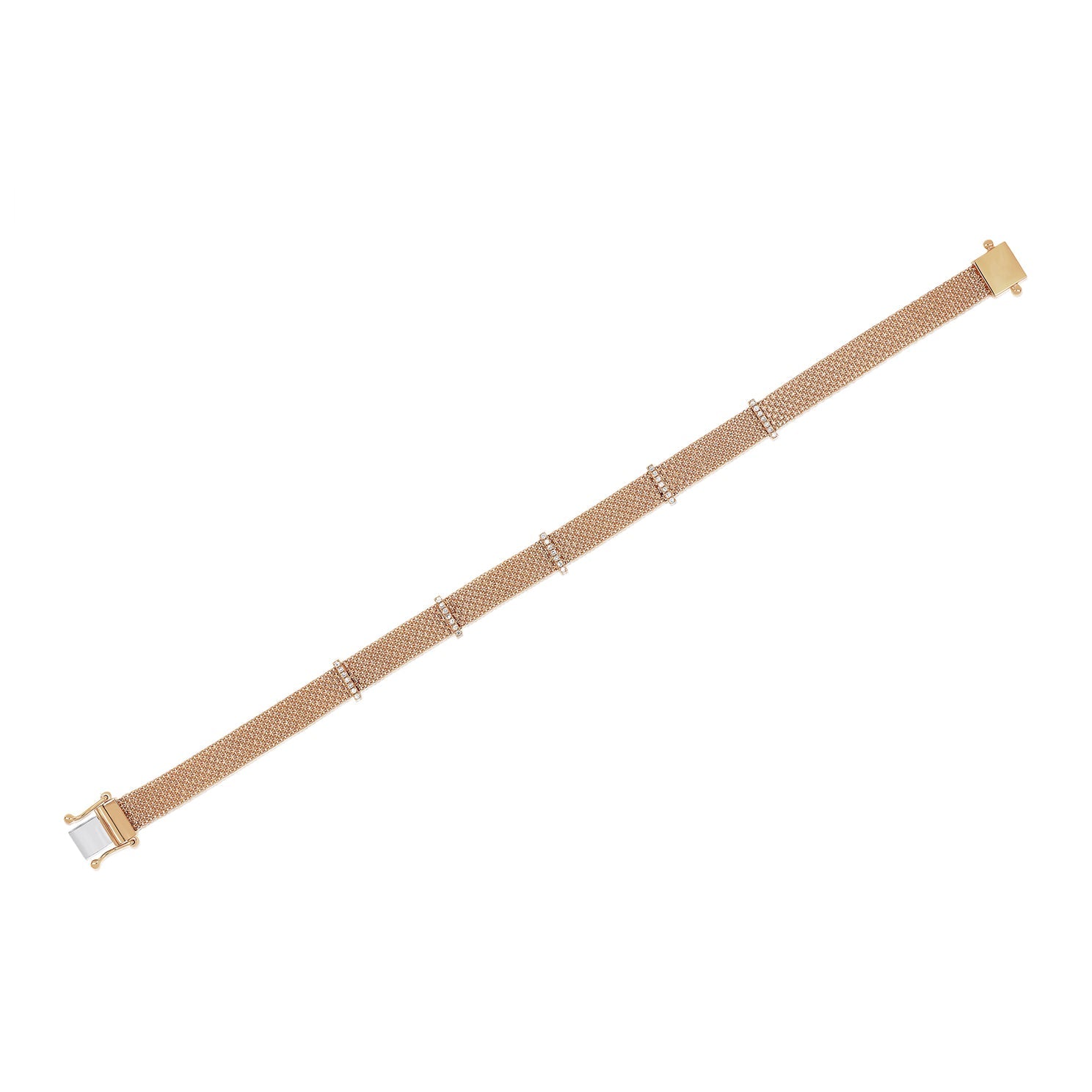 Diamond Bar Mesh Bracelet in 14k rose gold