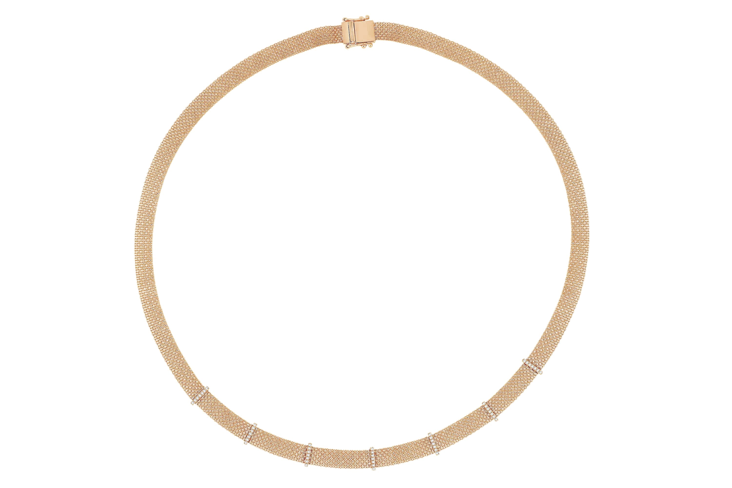 Diamond Bar Mesh Necklace in 14k rose gold