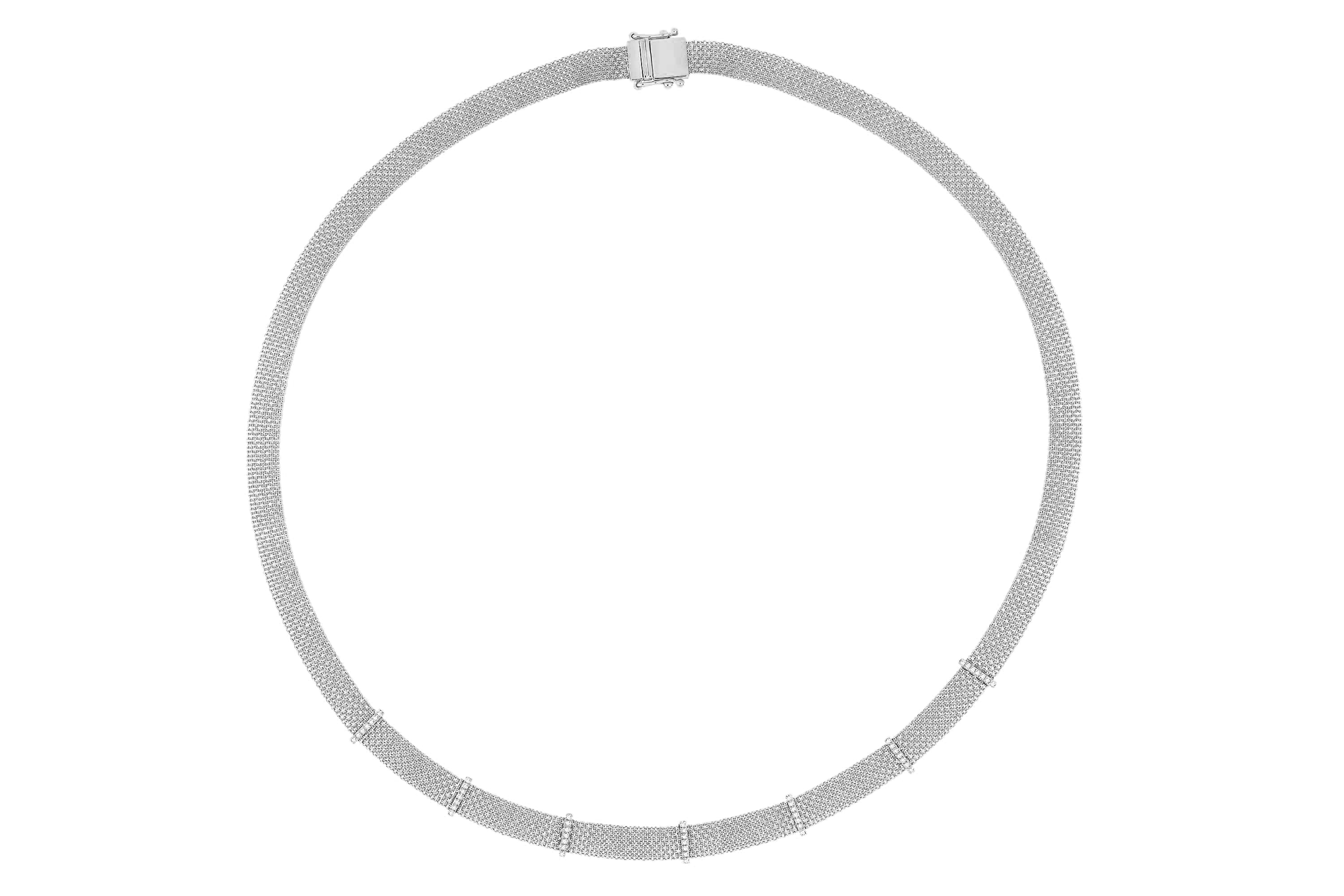 Diamond Bar Mesh Necklace in 14k white gold