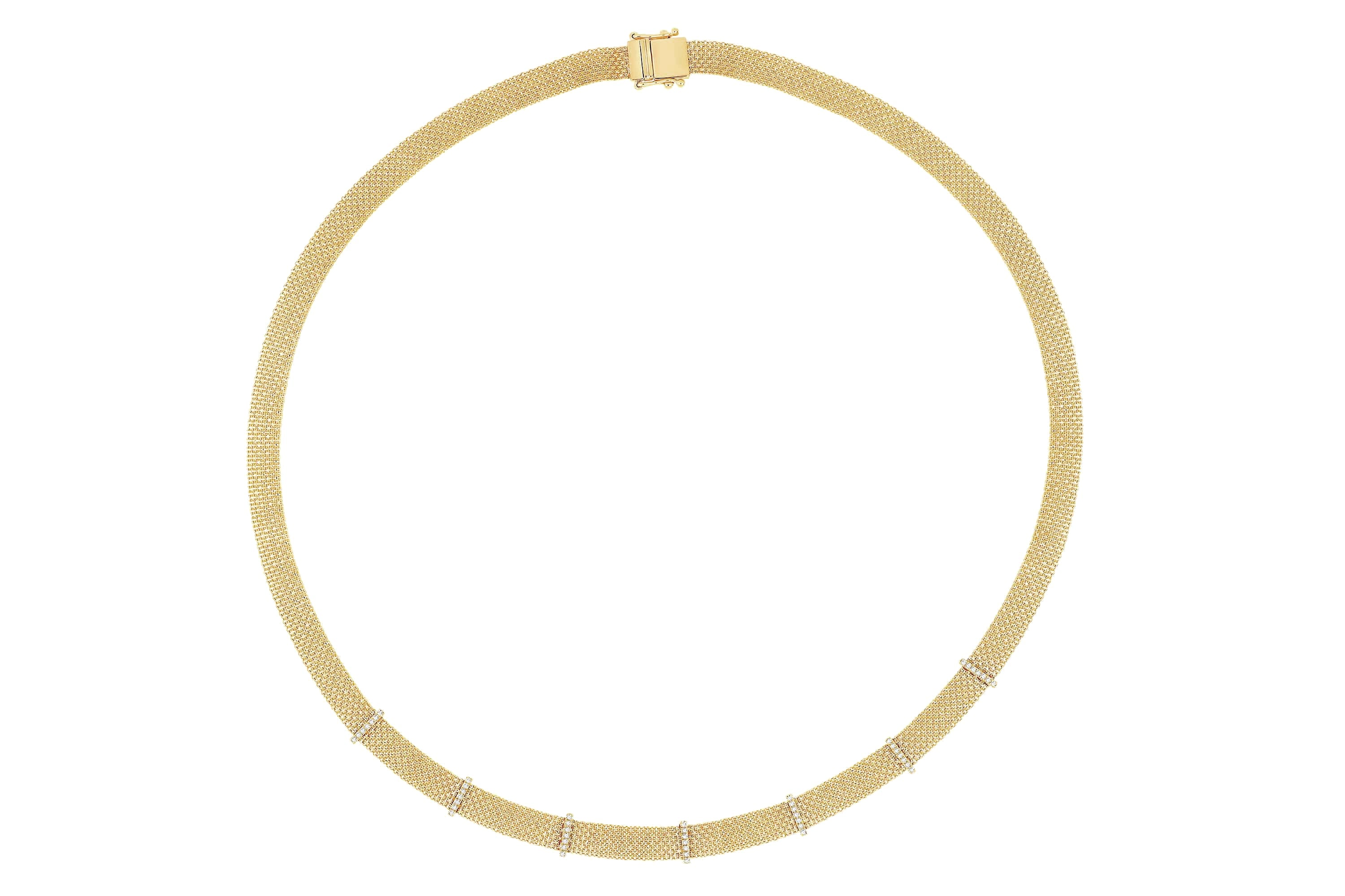 Diamond Bar Mesh Necklace in 14k yellow gold