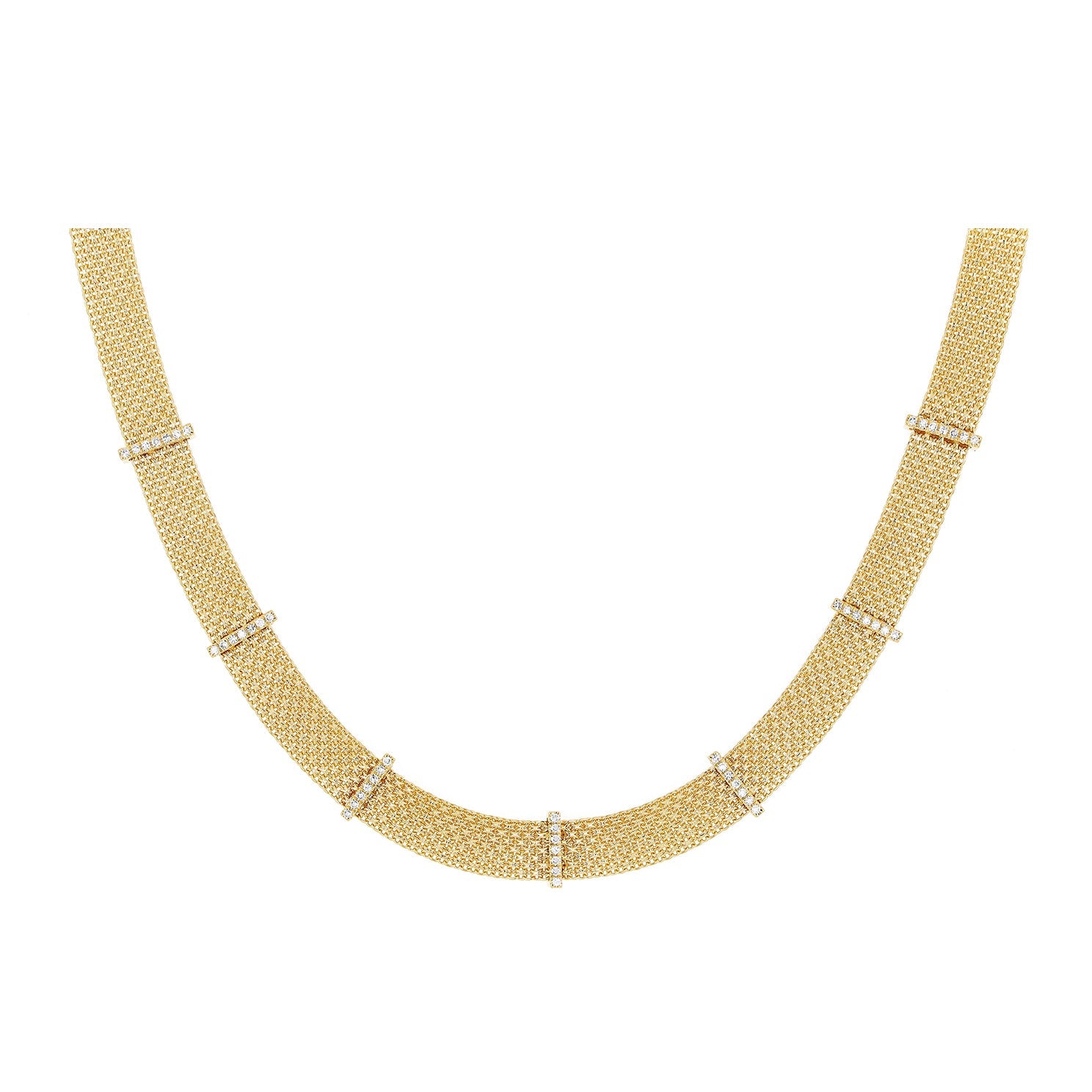 Diamond Bar Mesh Necklace in 14k yellow gold
