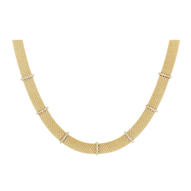 Diamond Bar Mesh Necklace in 14k yellow gold