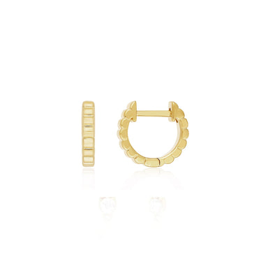 Gold Fluted Mini Huggie Earring in 14k yellow gold