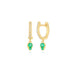 Emerald Teardrop Diamond Mini Huggie Earring in 14k yellow gold
