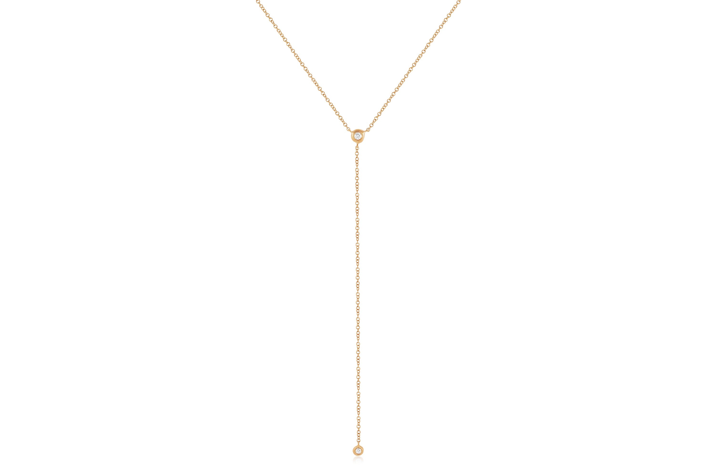 Diamond Pillow Lariat Necklace in 14k rose gold