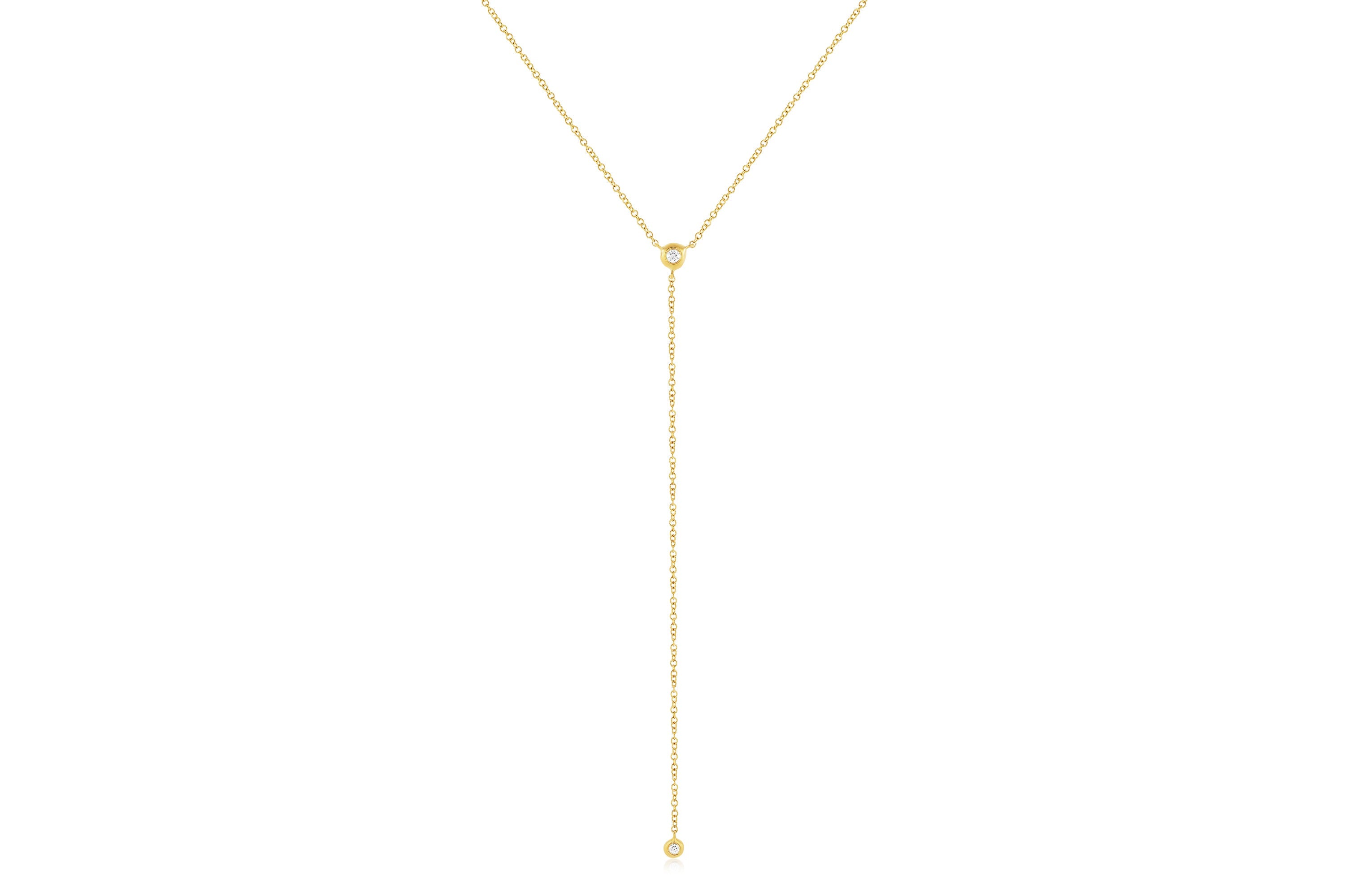Diamond Pillow Lariat Necklace in 14k yellow gold