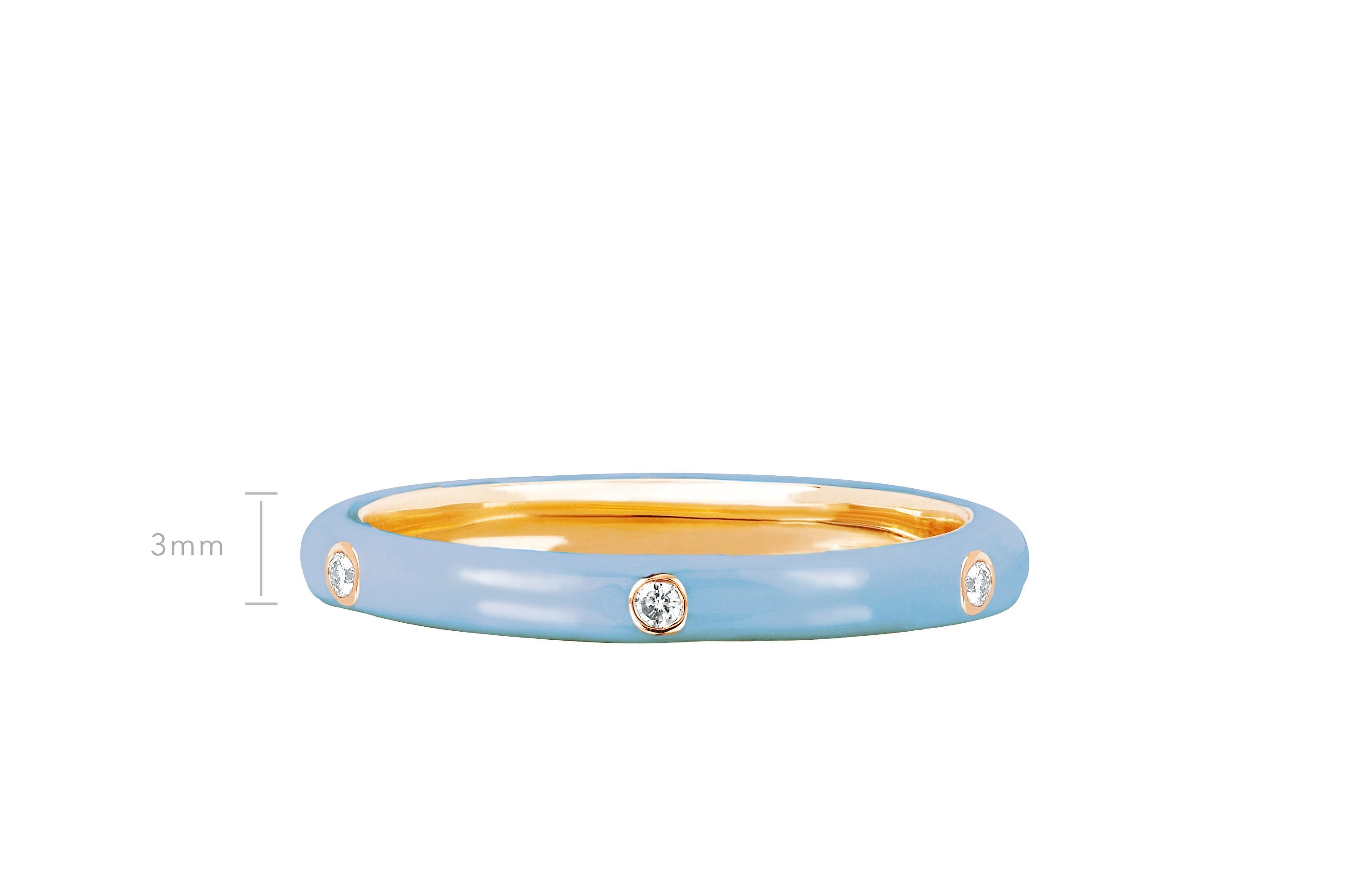 3 Diamond Baby Blue Enamel Stack Ring
