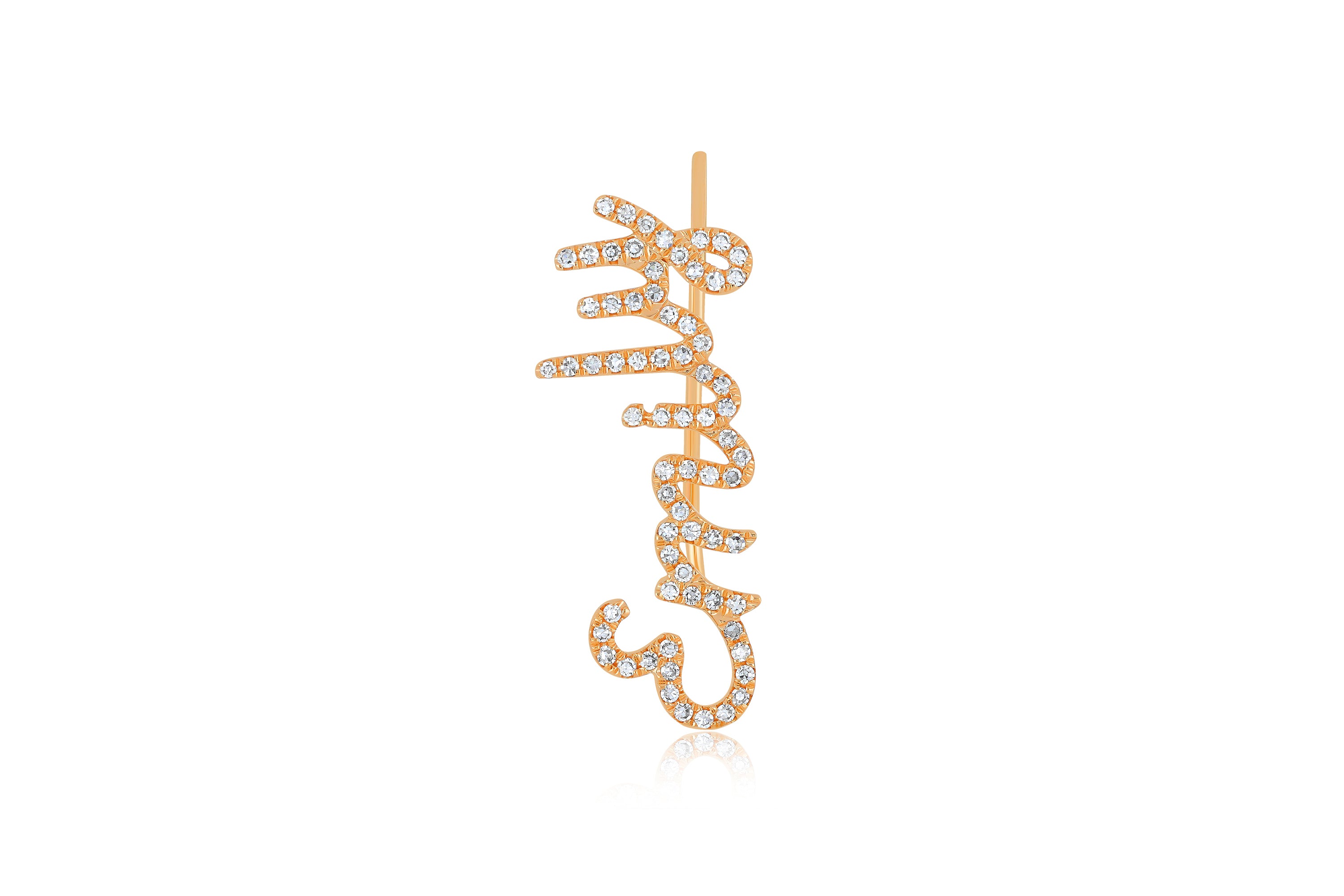 Diamond Script Name Ear Climber