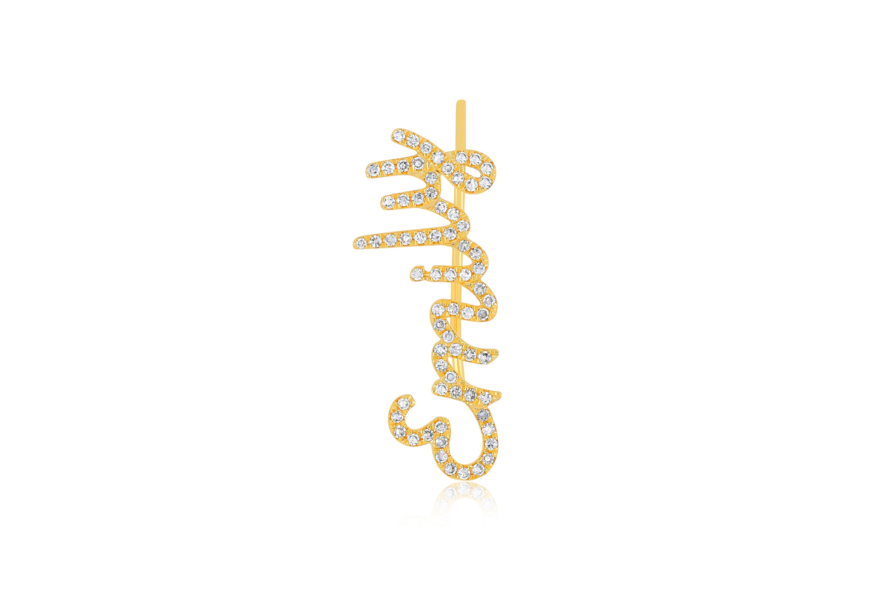 Diamond Script Name Ear Climber
