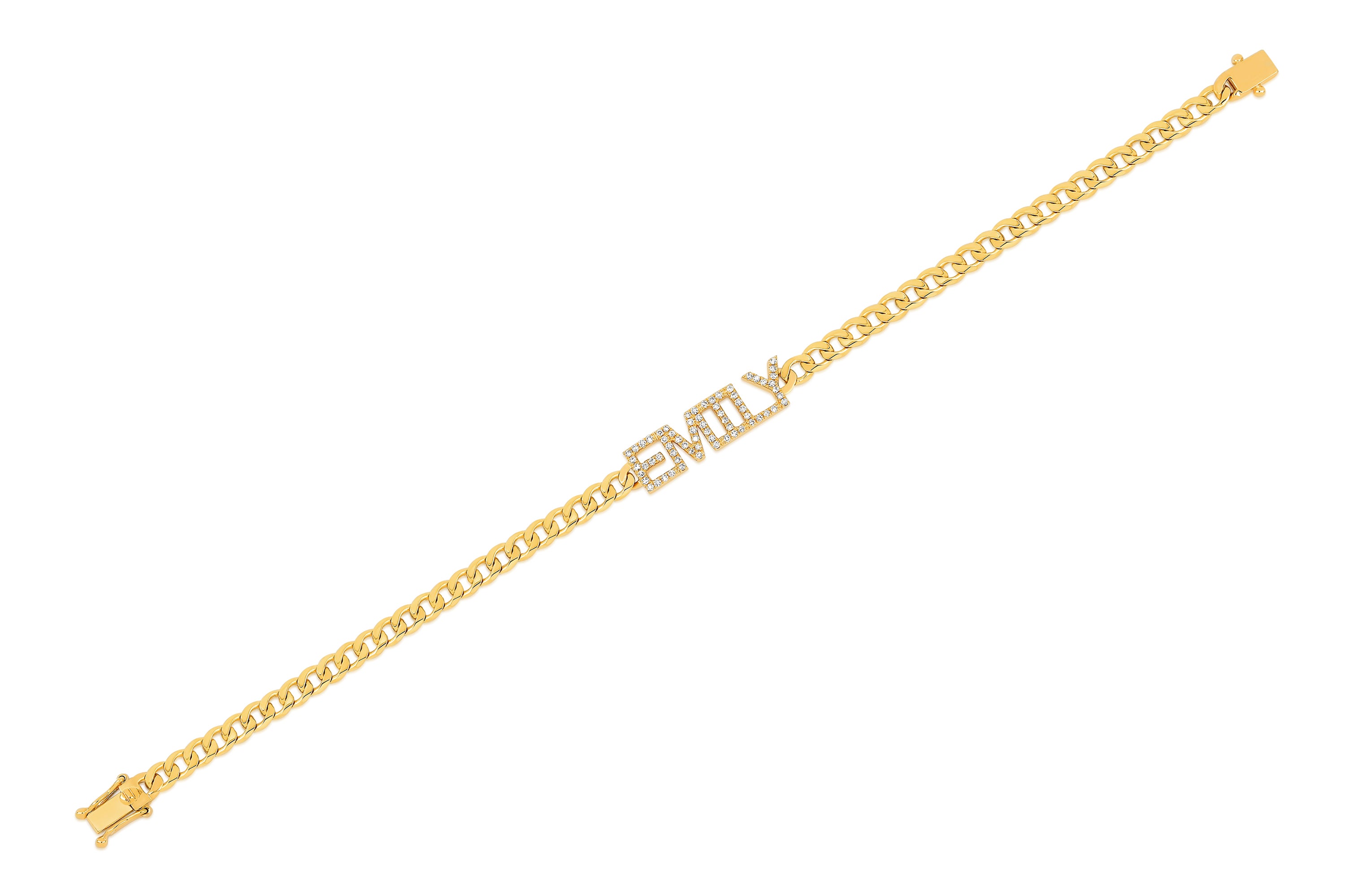 Diamond Name Curb Chain Bracelet