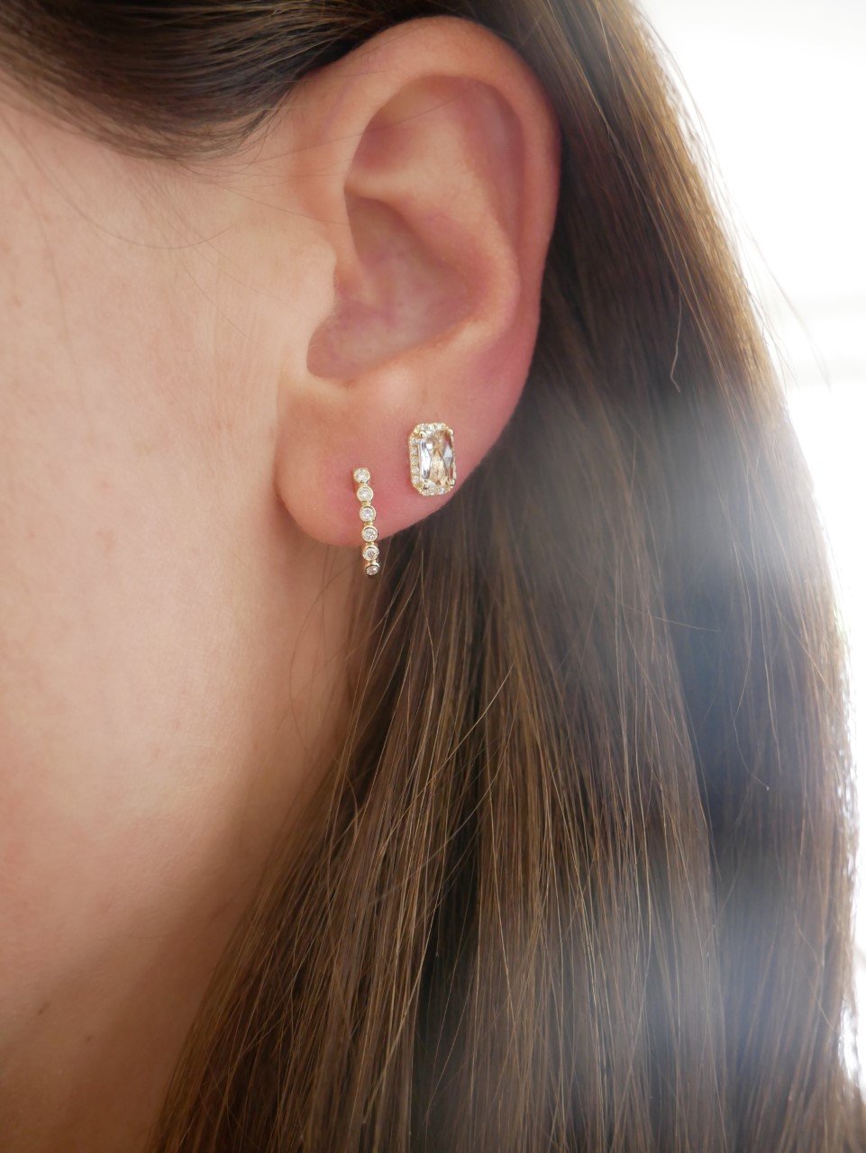 Diamond Bezel Huggie Earring