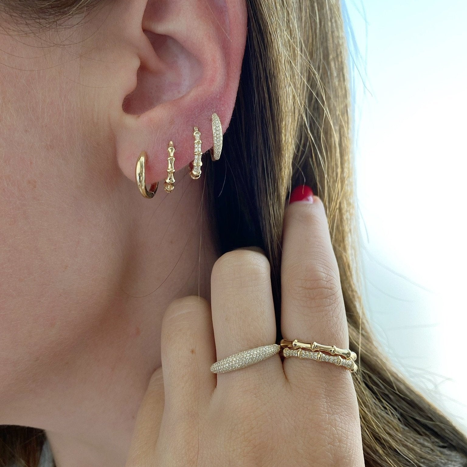 Diamond Dome Mini Huggie Earring