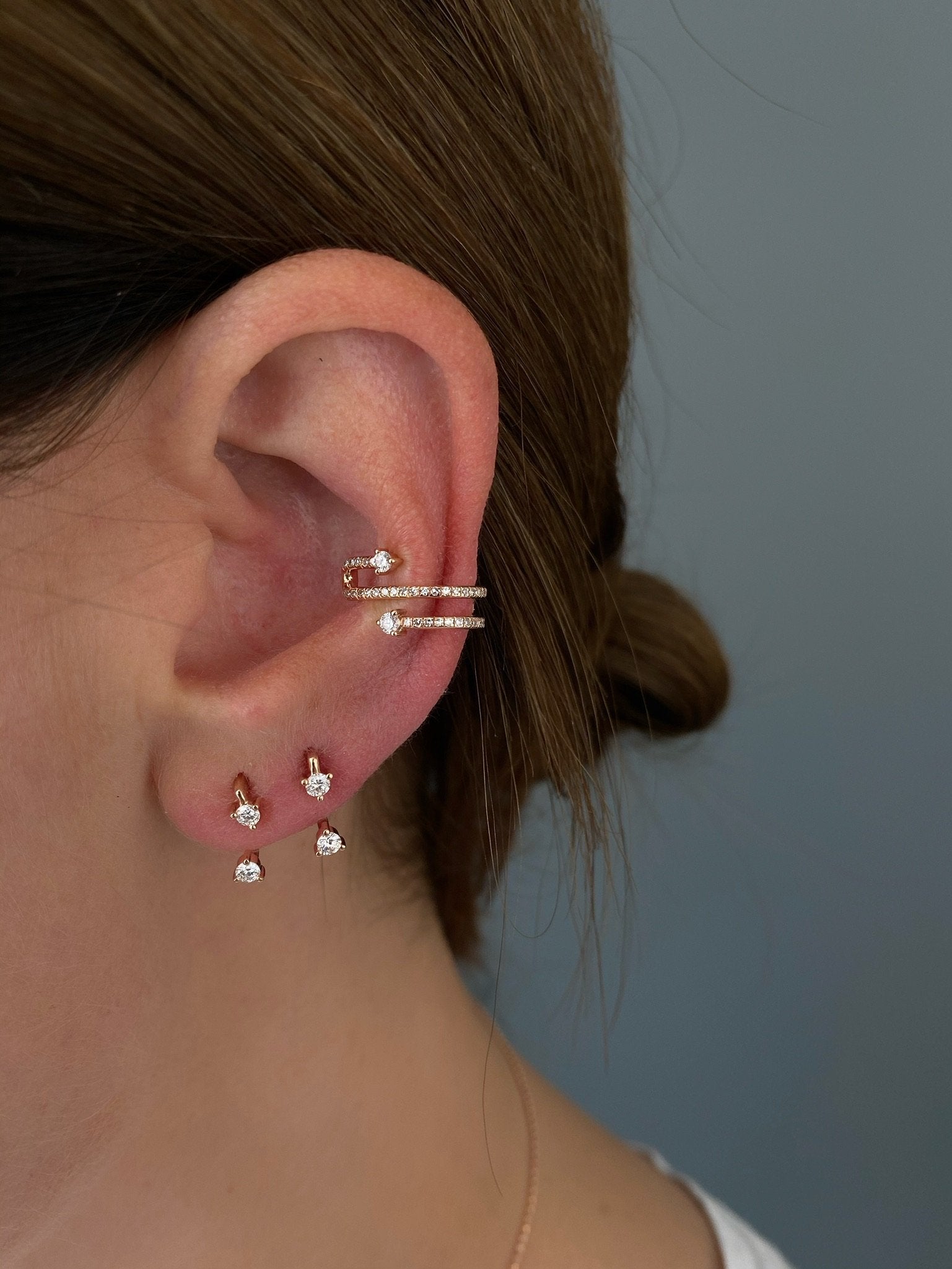 Double Prong Set Diamond Earring