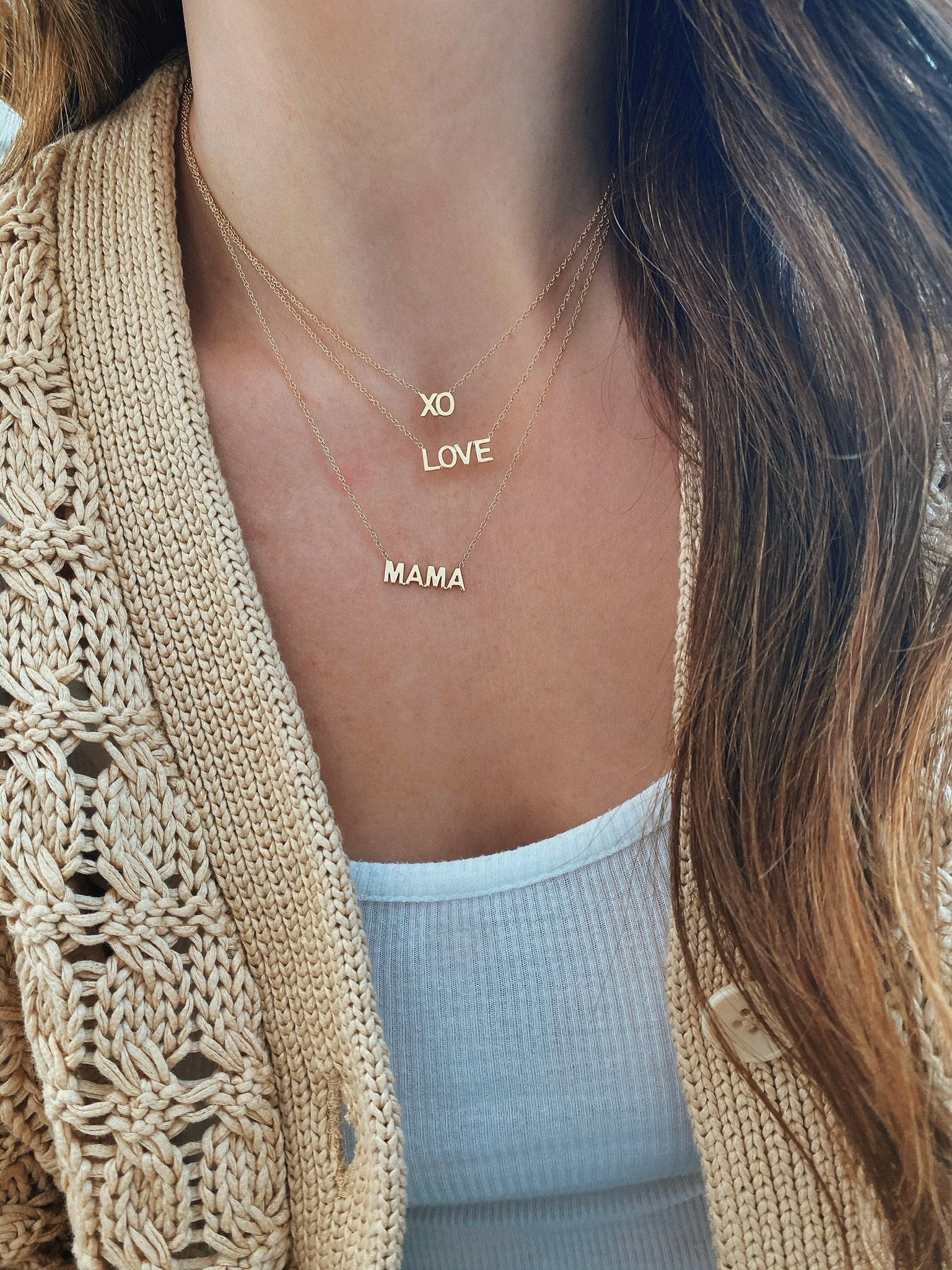 Gold XO Initial Necklace