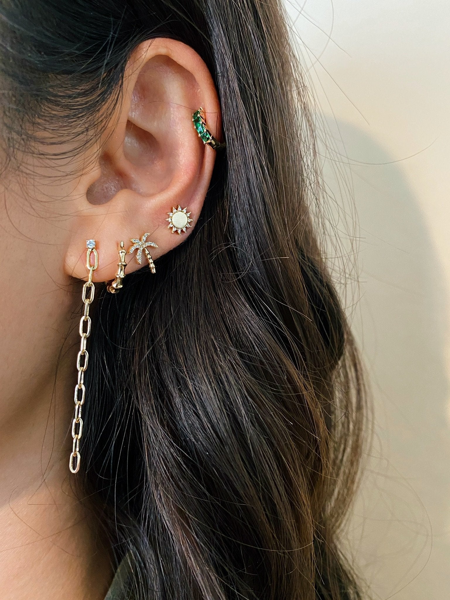 Diamond Wild Palm Stud Earring