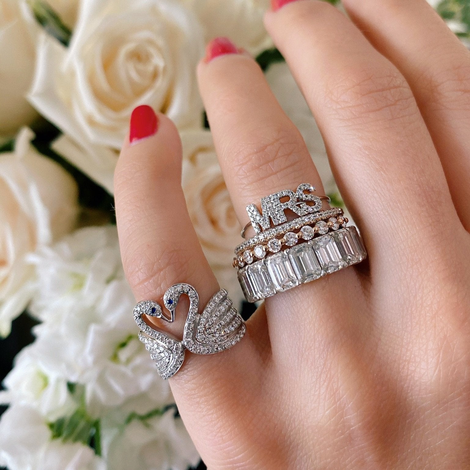 Diamond Swan Ring