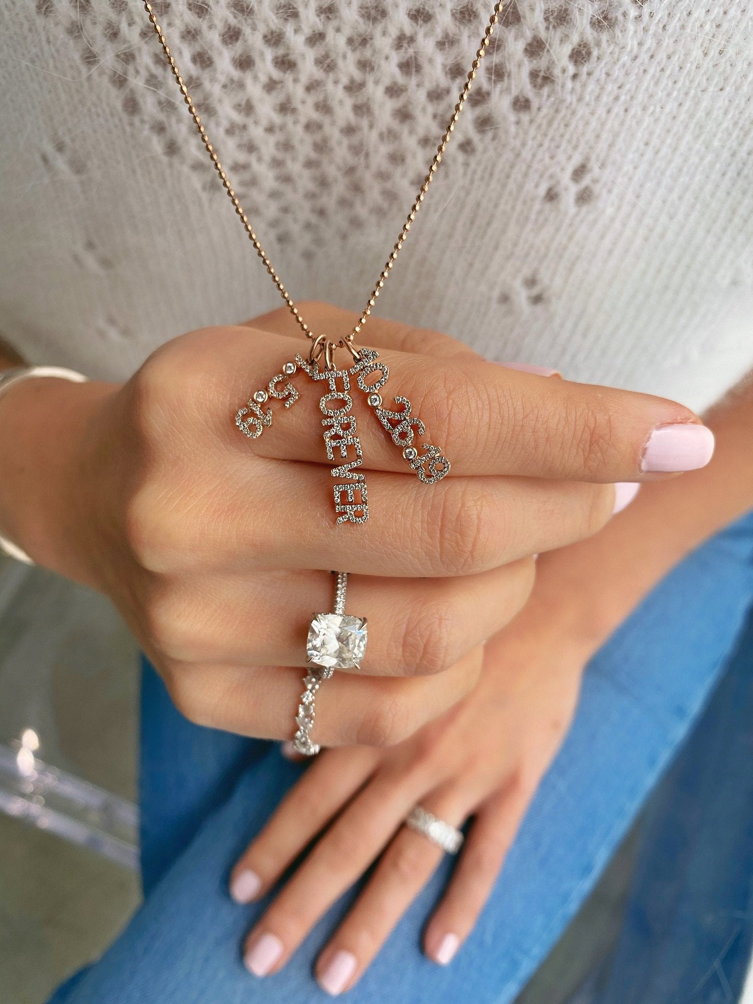 Diamond Forever Wedding Date Charm Necklace
