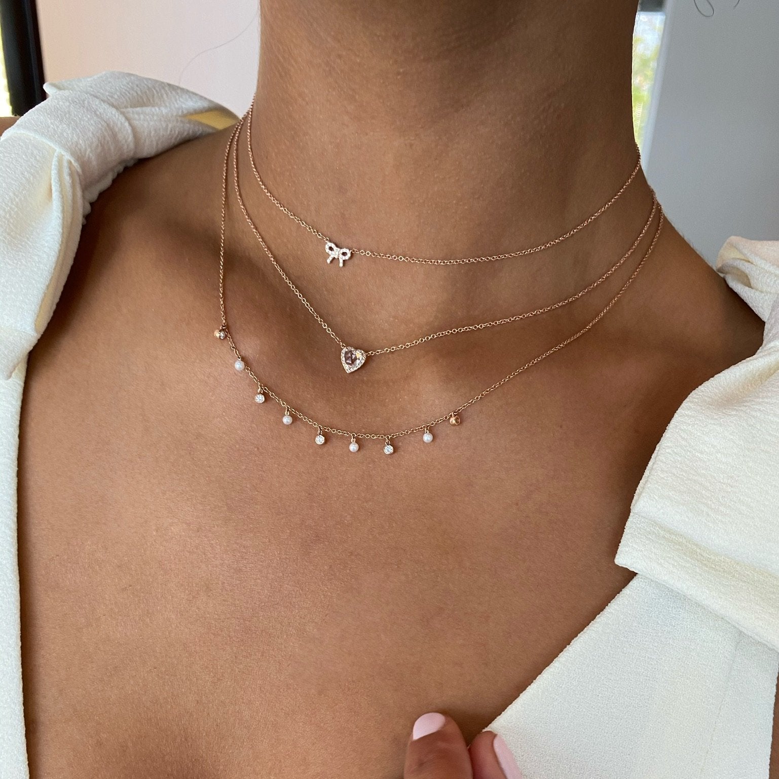 Diamond Mini Bow Necklace