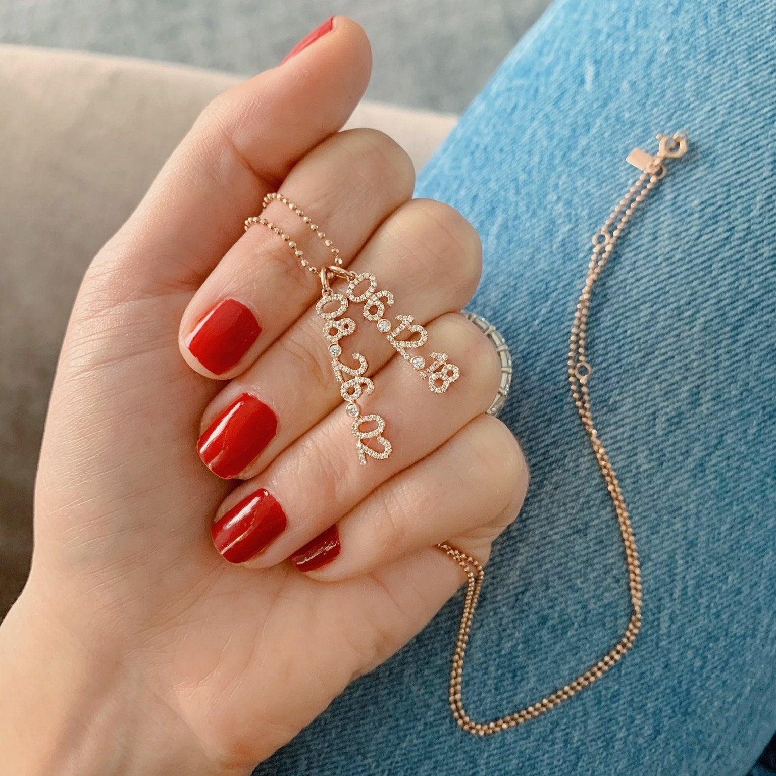 Diamond Date Charm Necklace