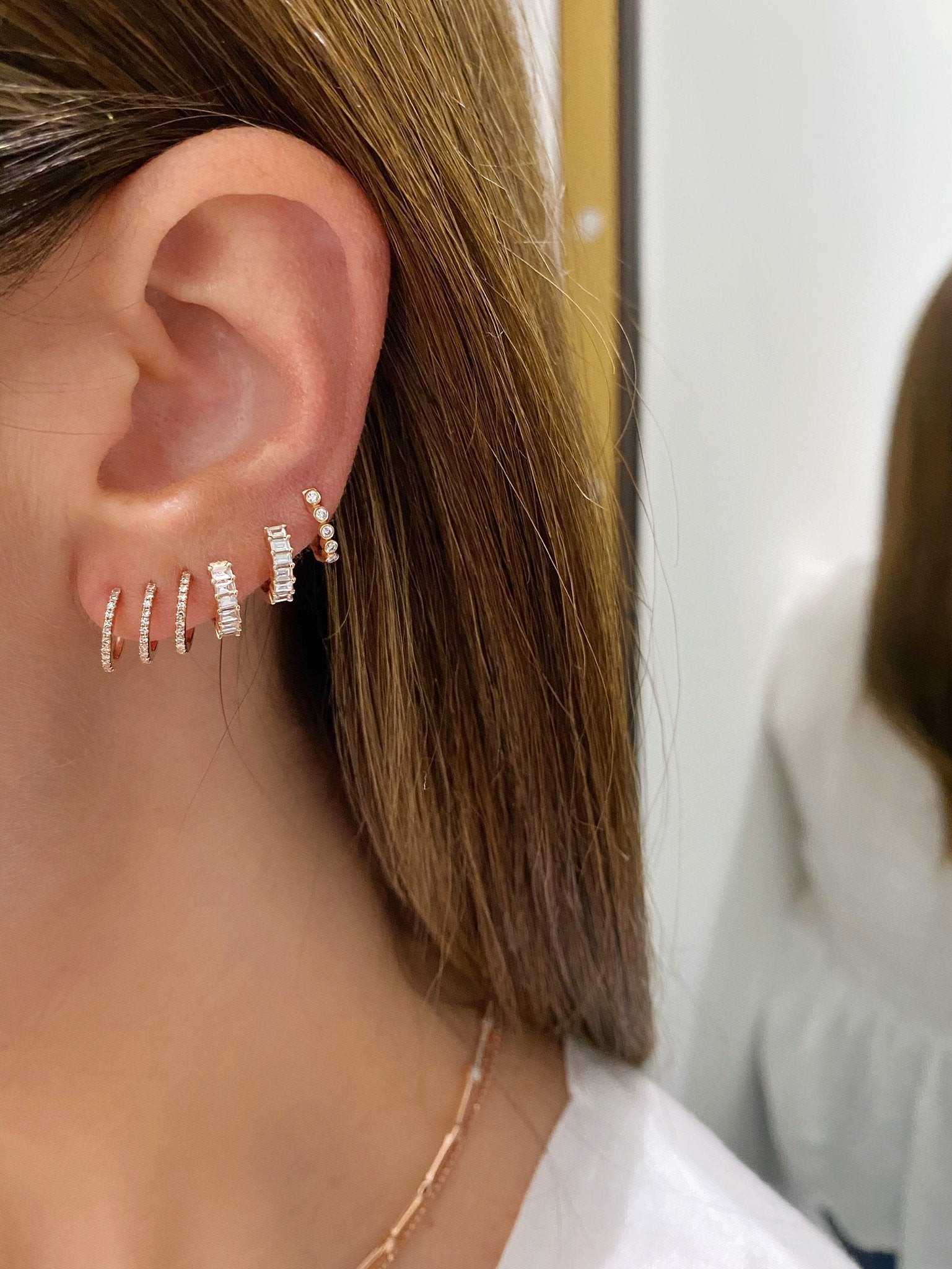 Diamond Triple Huggie Illusion Stud Earring