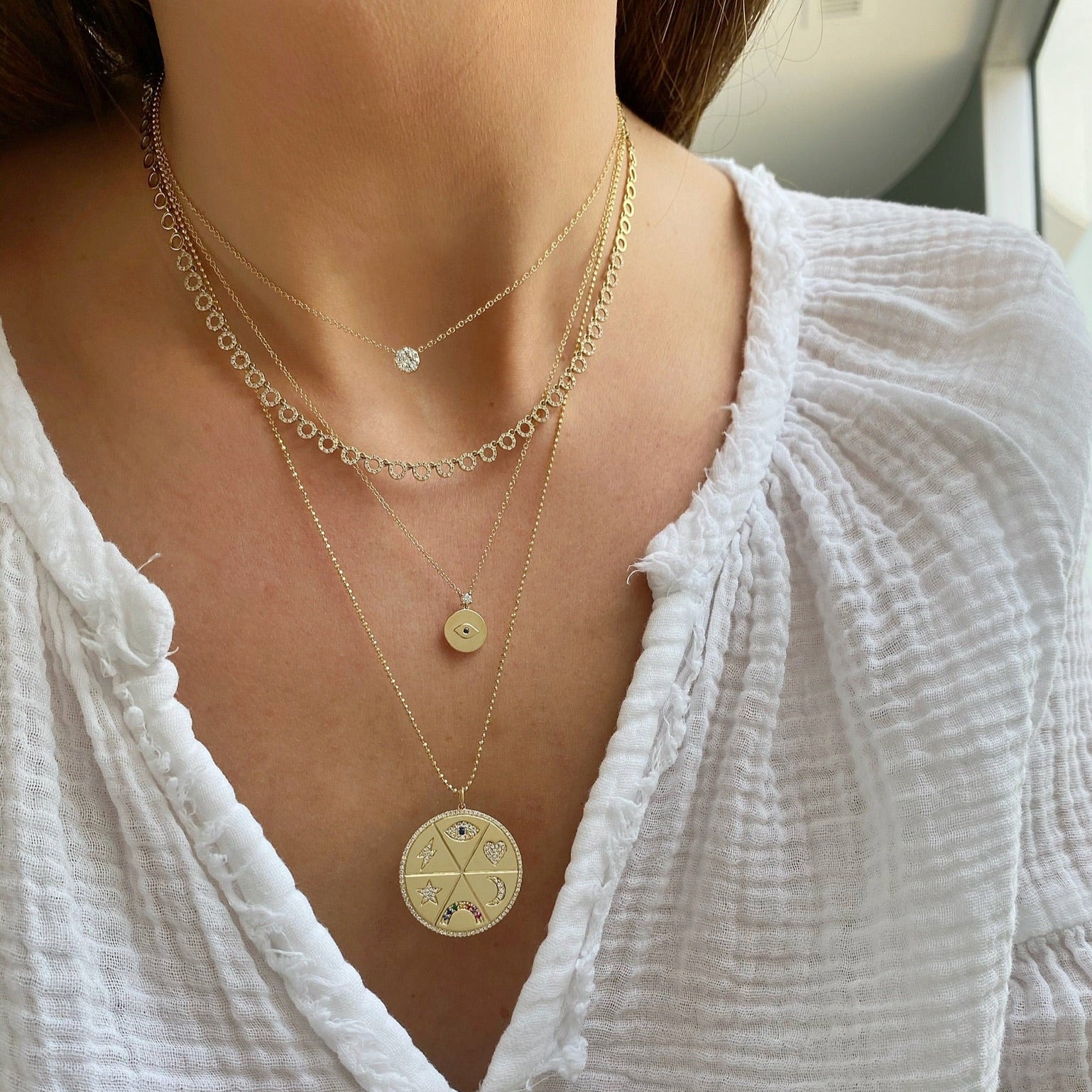 Full Cut Diamond Disc Choker Necklace