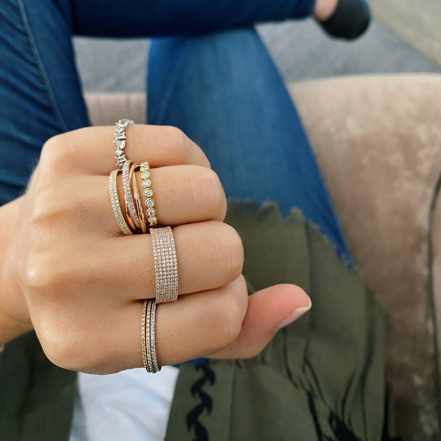 Double Diamond Eternity Band Ring