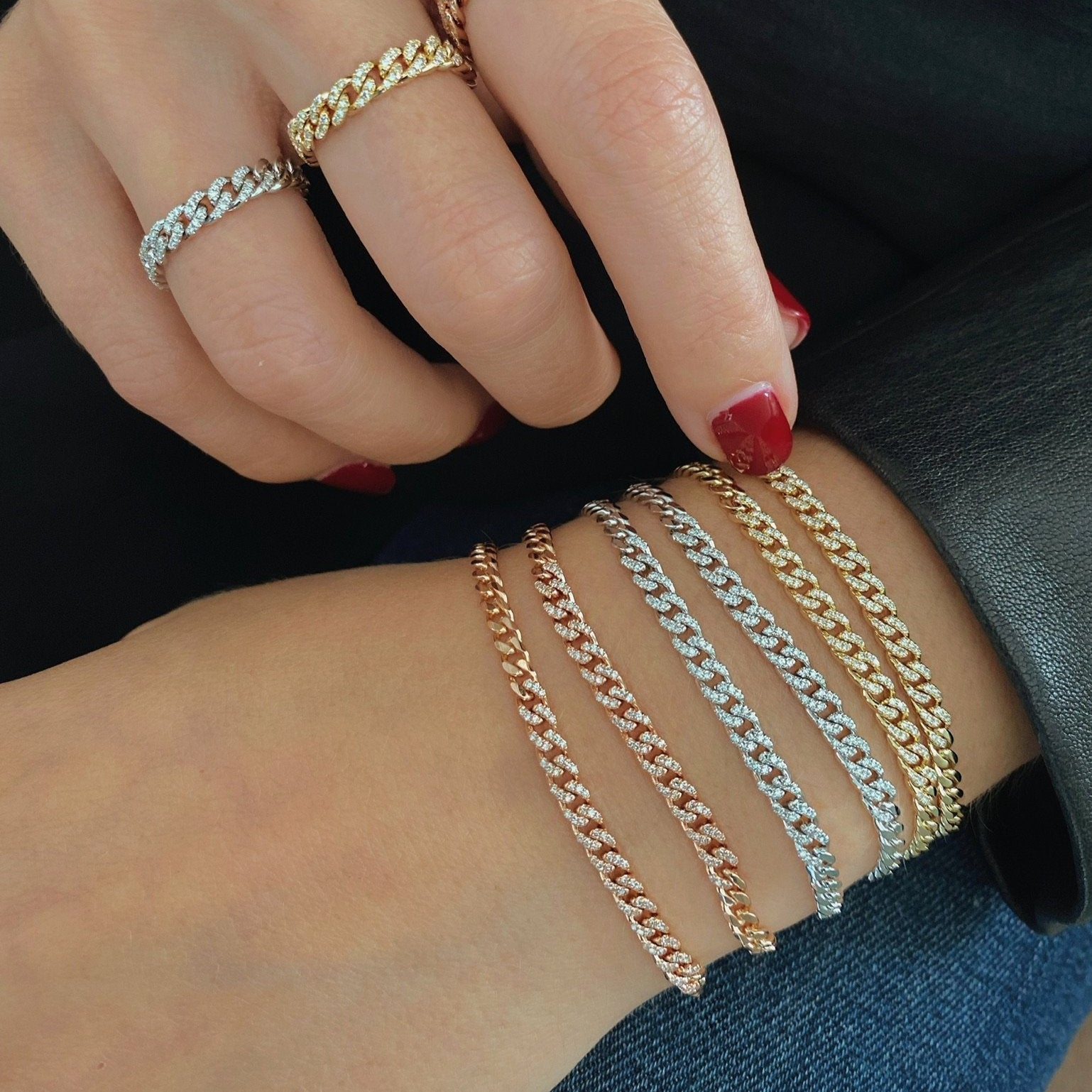 Diamond Mini Curb Chain Bracelet