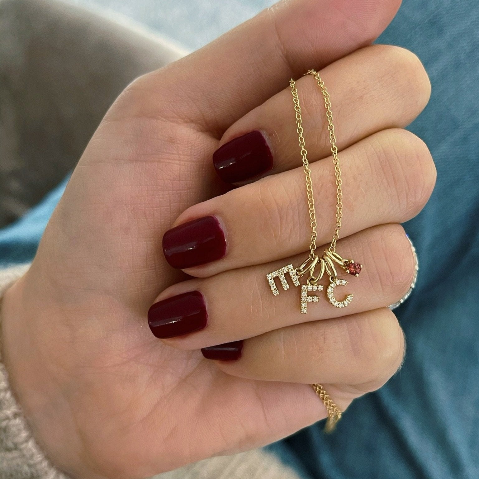 Emerald Birthstone Initial Charm Necklace