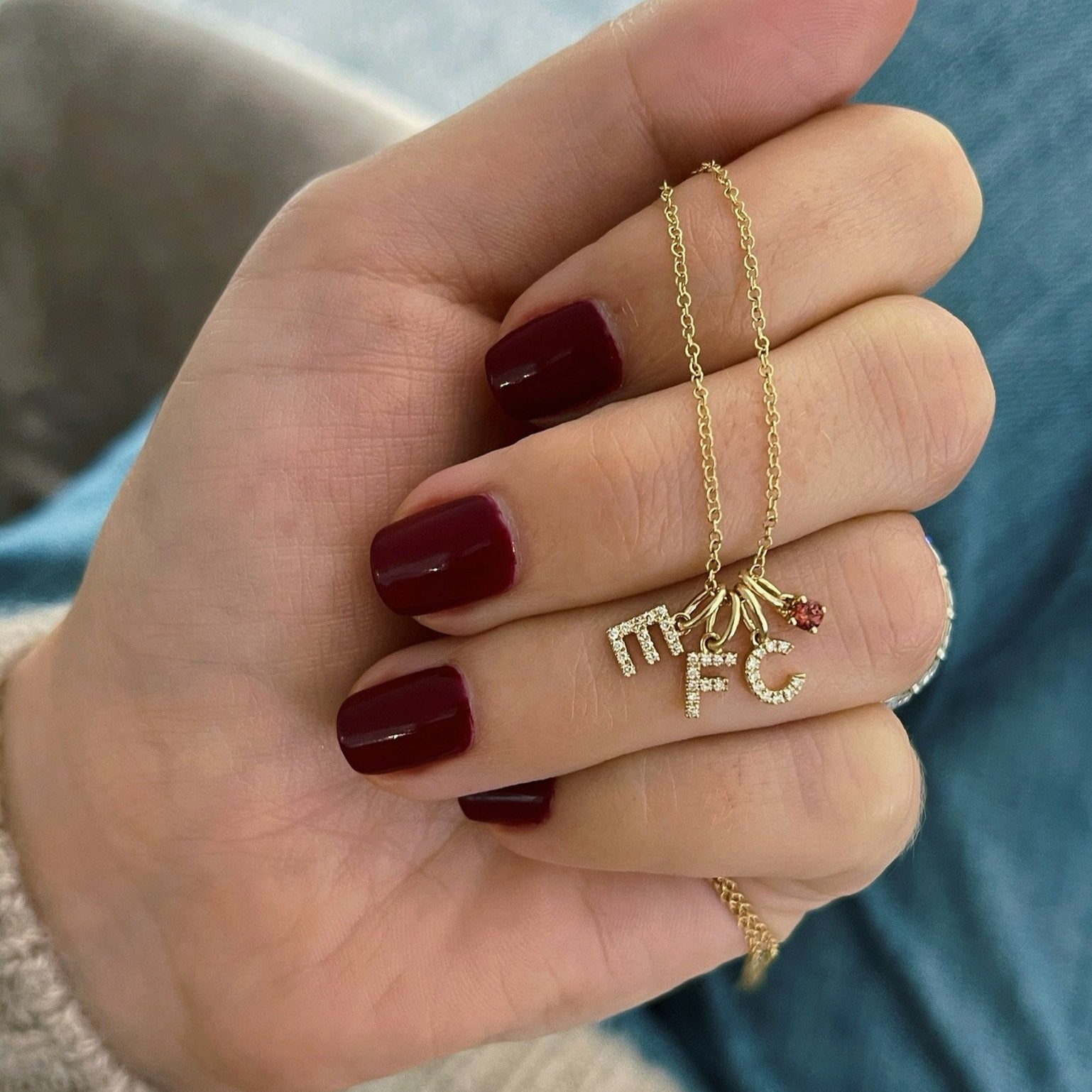 Peridot Birthstone Initial Charm Necklace