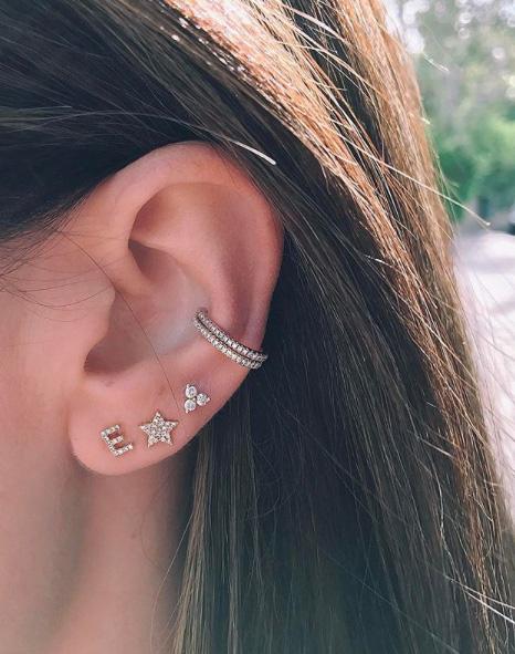 Diamond Initial Stud Earring