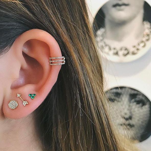 Diamond Mini Disc Stud Earring