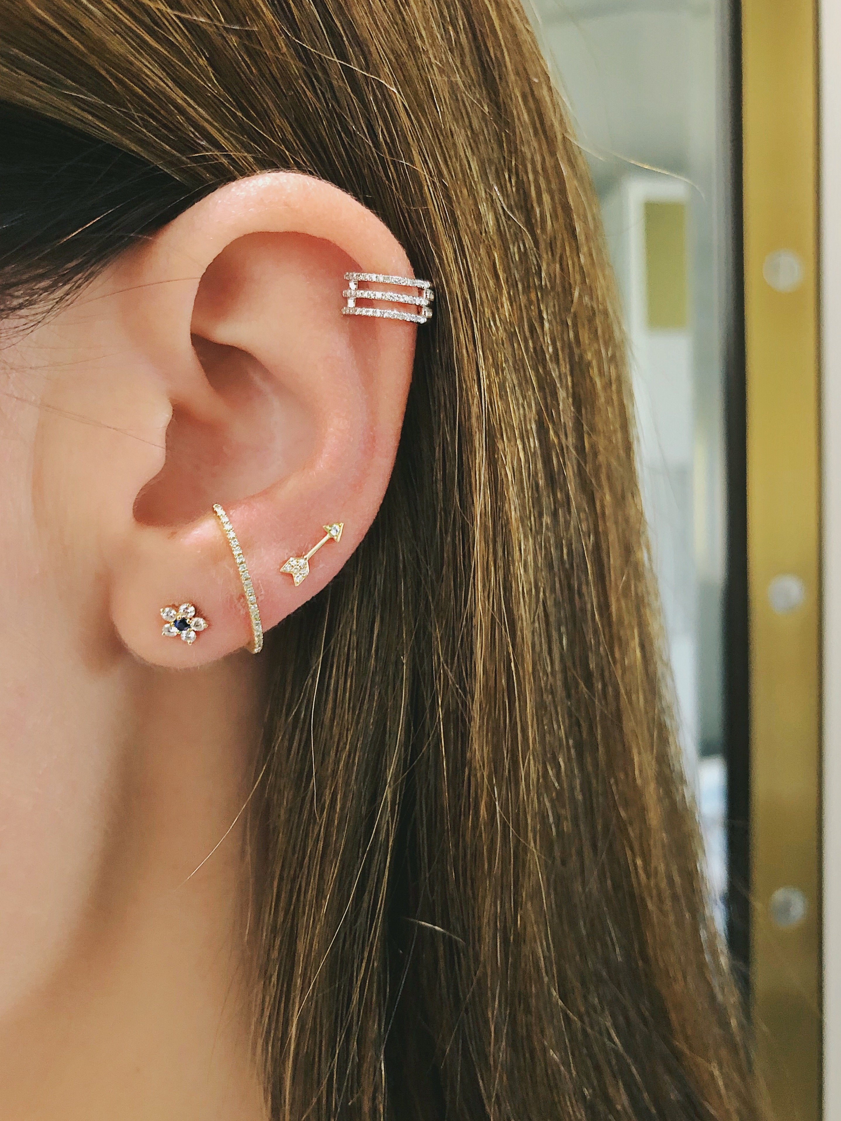 Diamond Mini Arrow Stud Earring