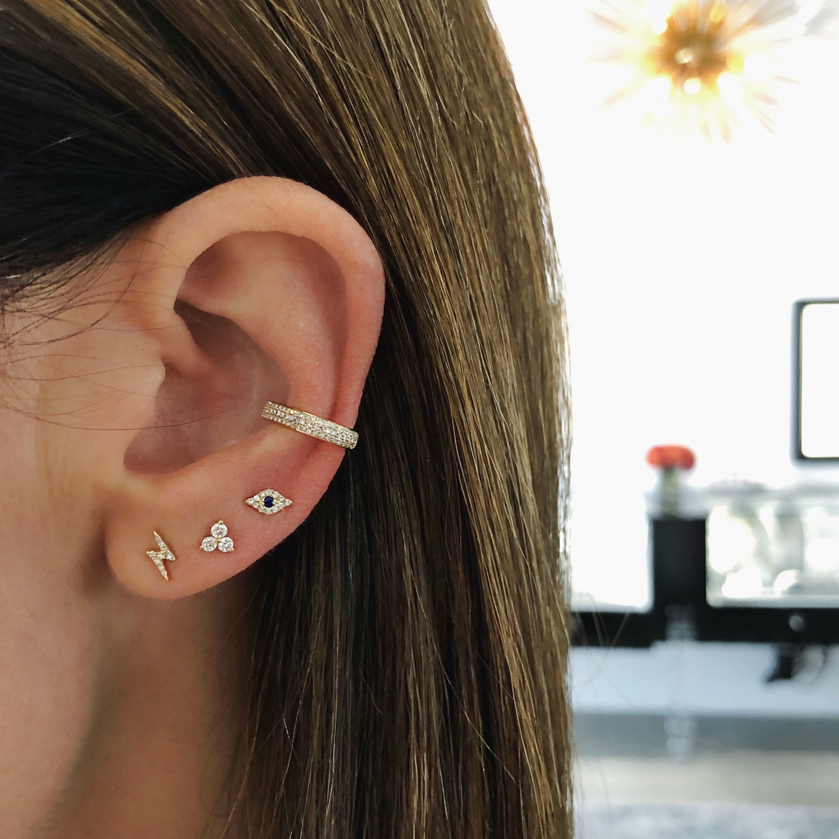 Mini Diamond Evil Eye Stud Earring