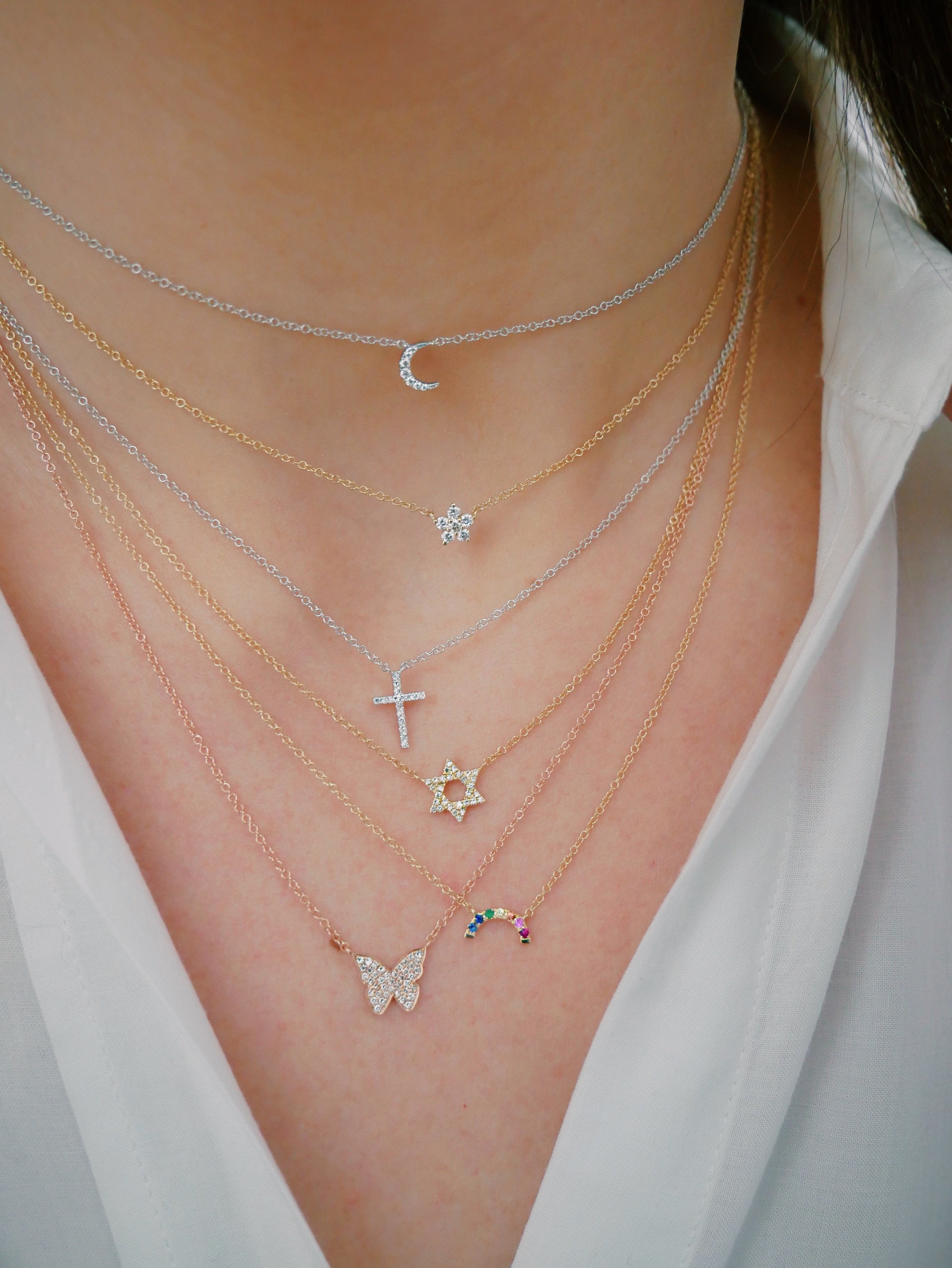 Diamond Star Of David Necklace