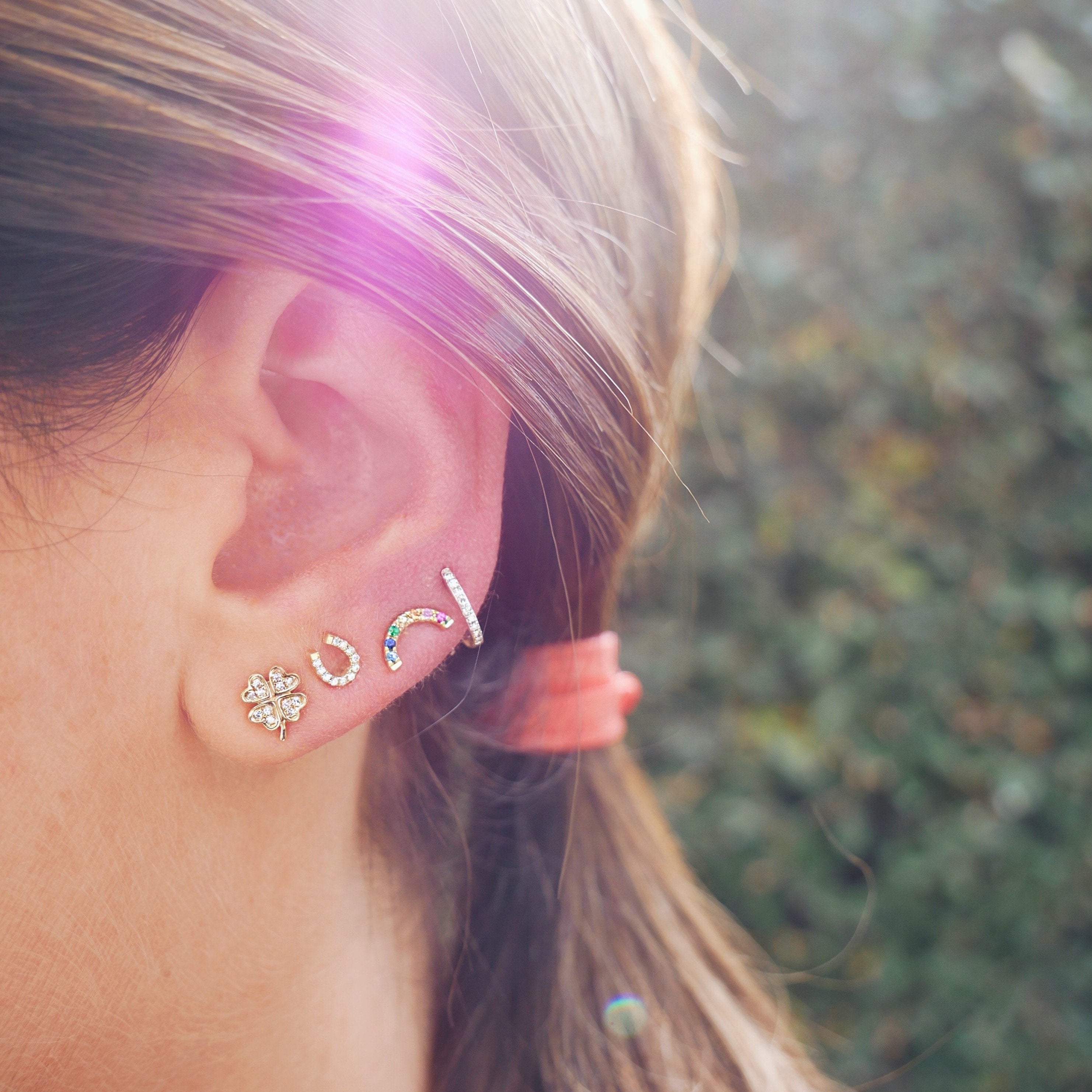 Diamond Mini Horseshoe Stud Earring