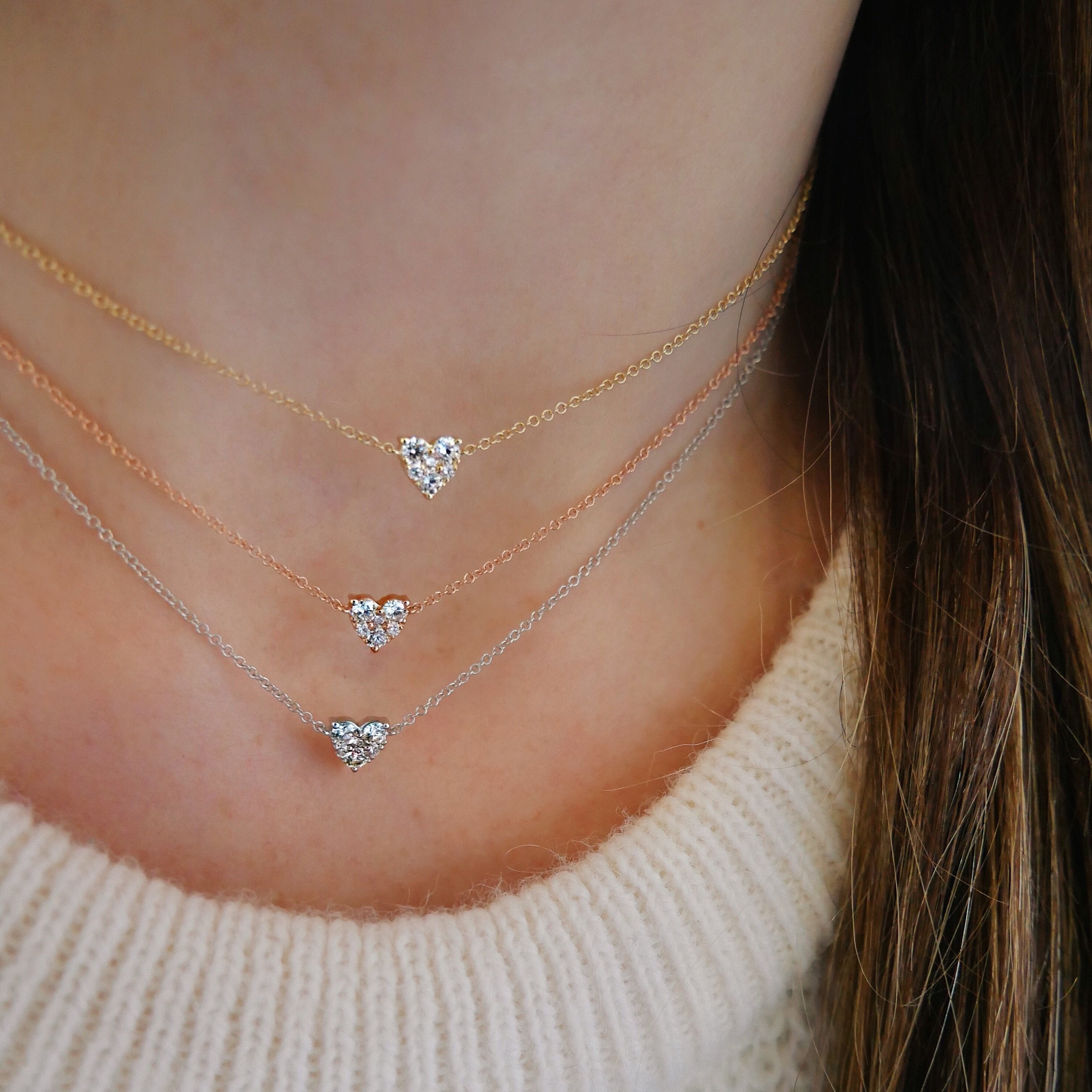 Full Cut Diamond Heart Choker Necklace