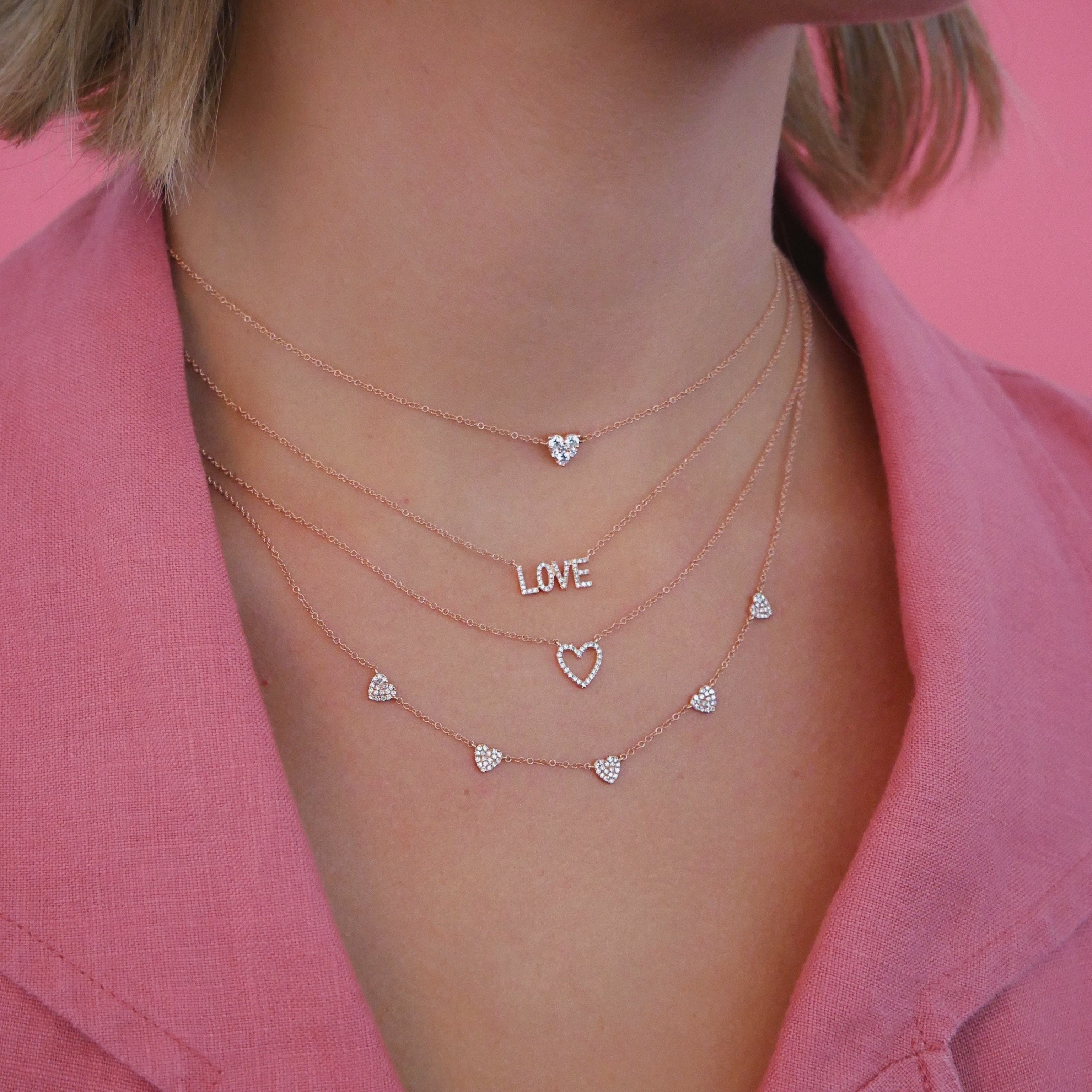 5 Mini Diamond Heart Necklace