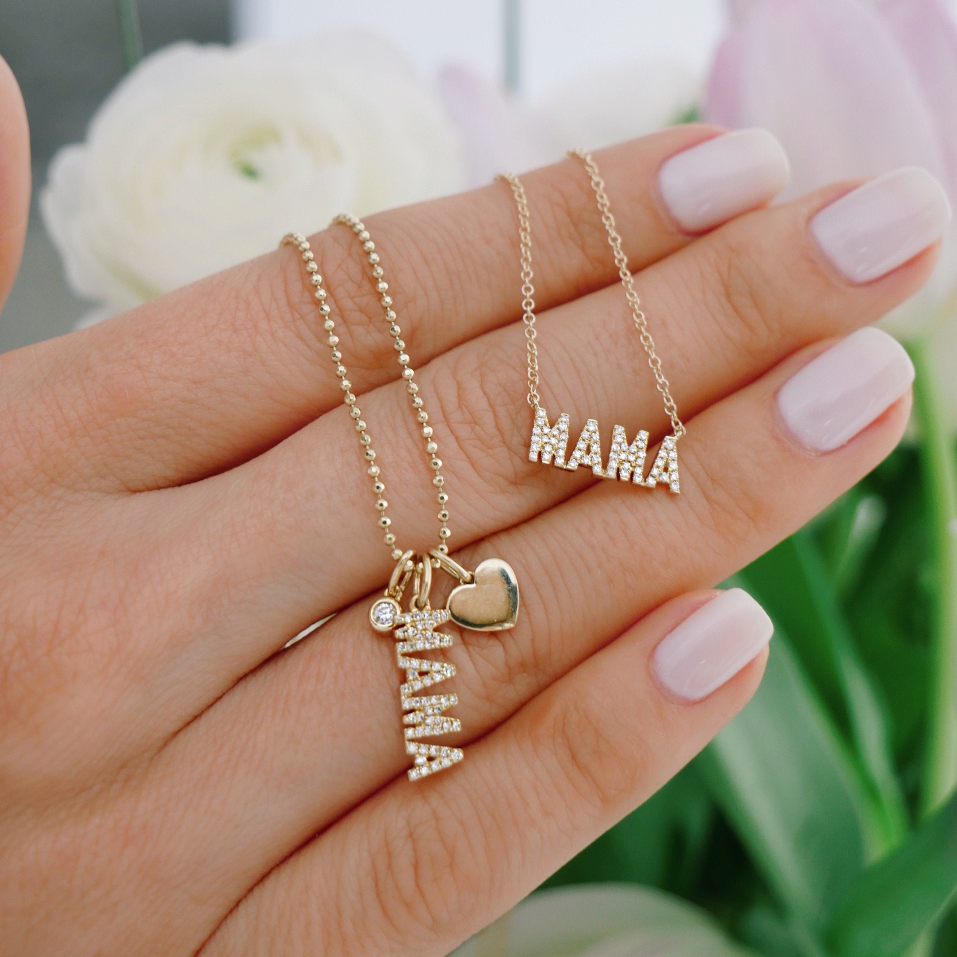 Diamond Mama Initial Necklace