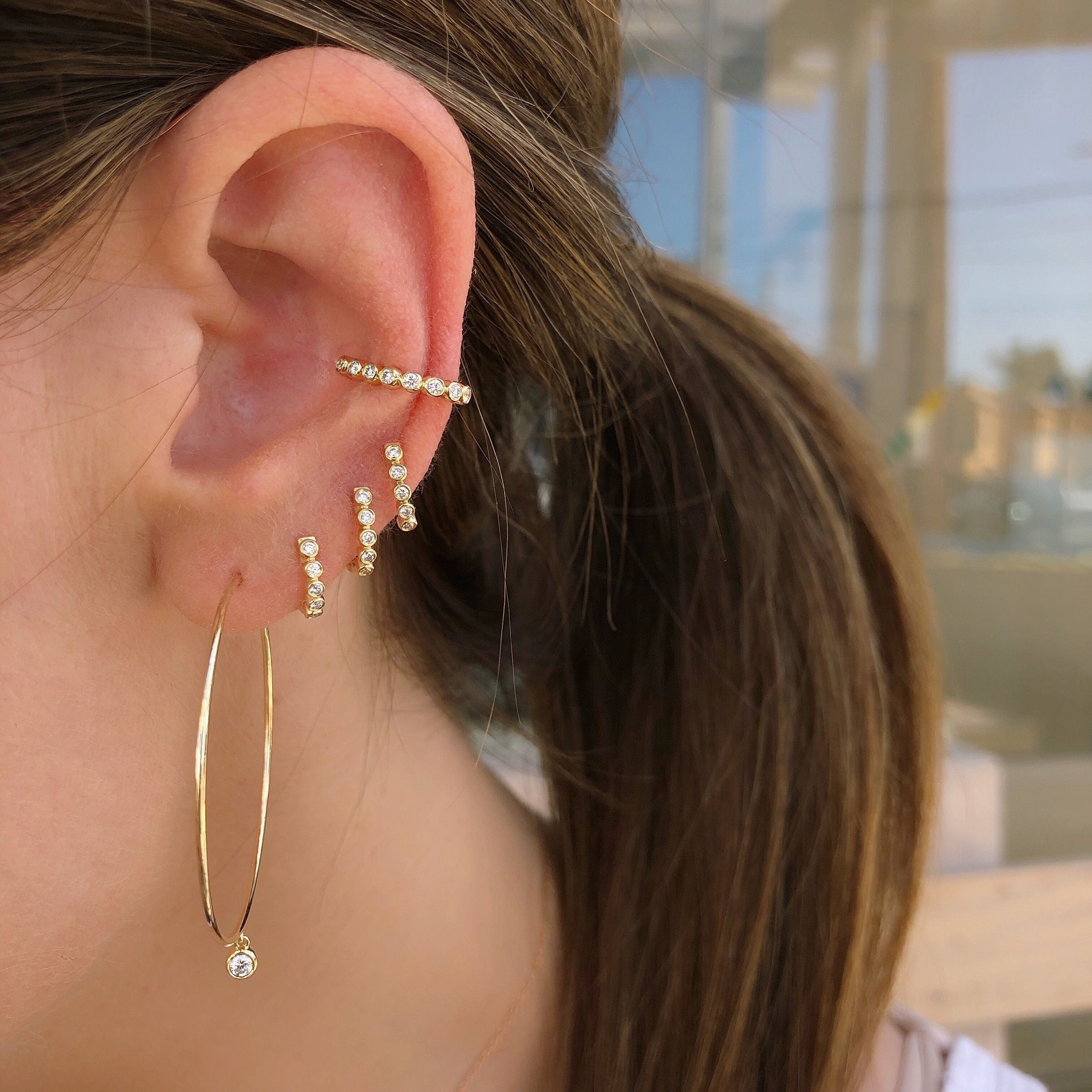 Diamond Mini Bezel Huggie Earring