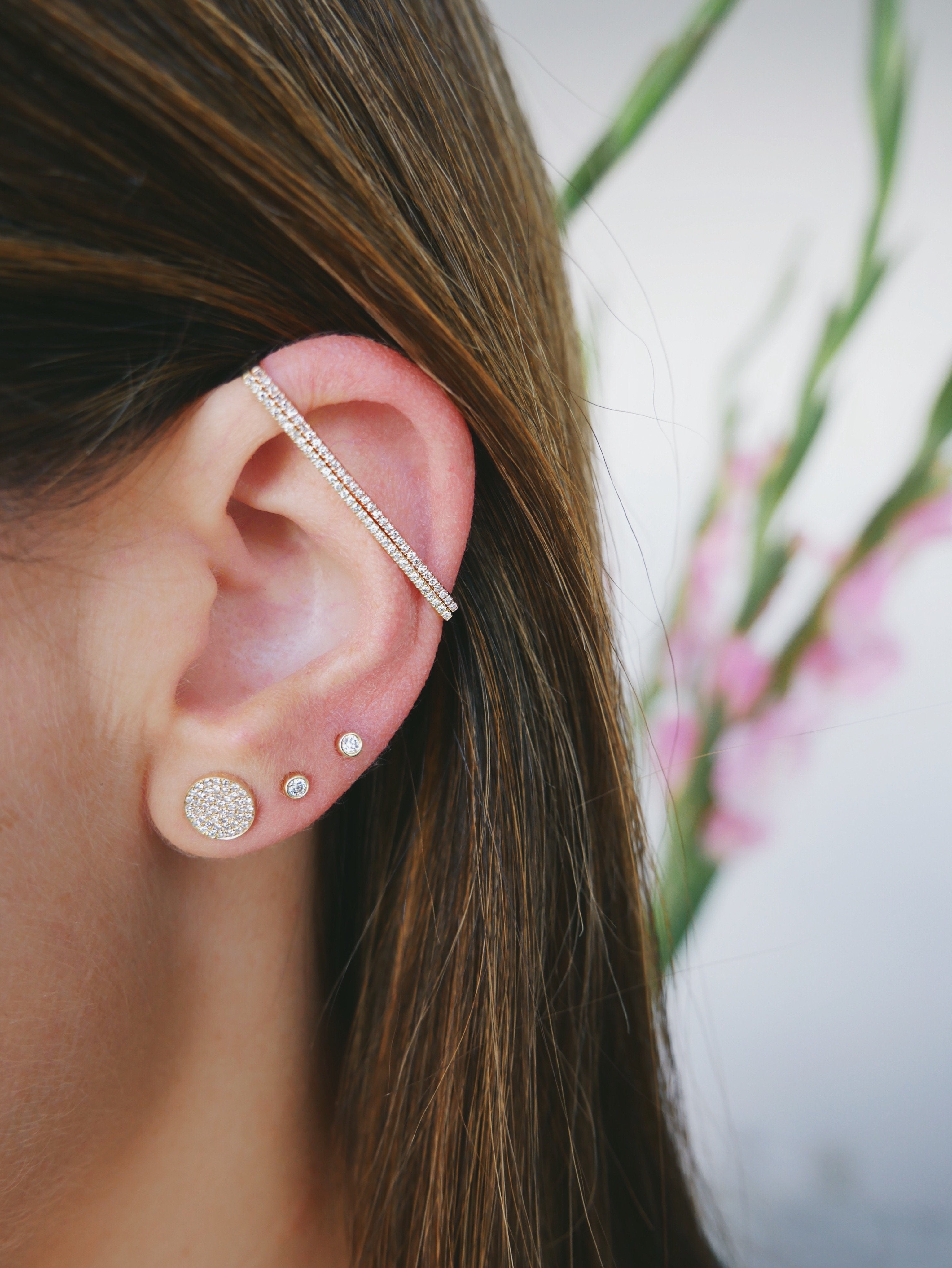Diamond Disc Stud Earring