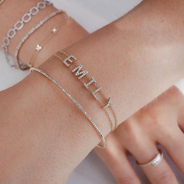 Diamond Double Chain Name Bracelet