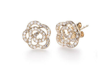 EF Collection Diamond Rose Stud Earrings - 1